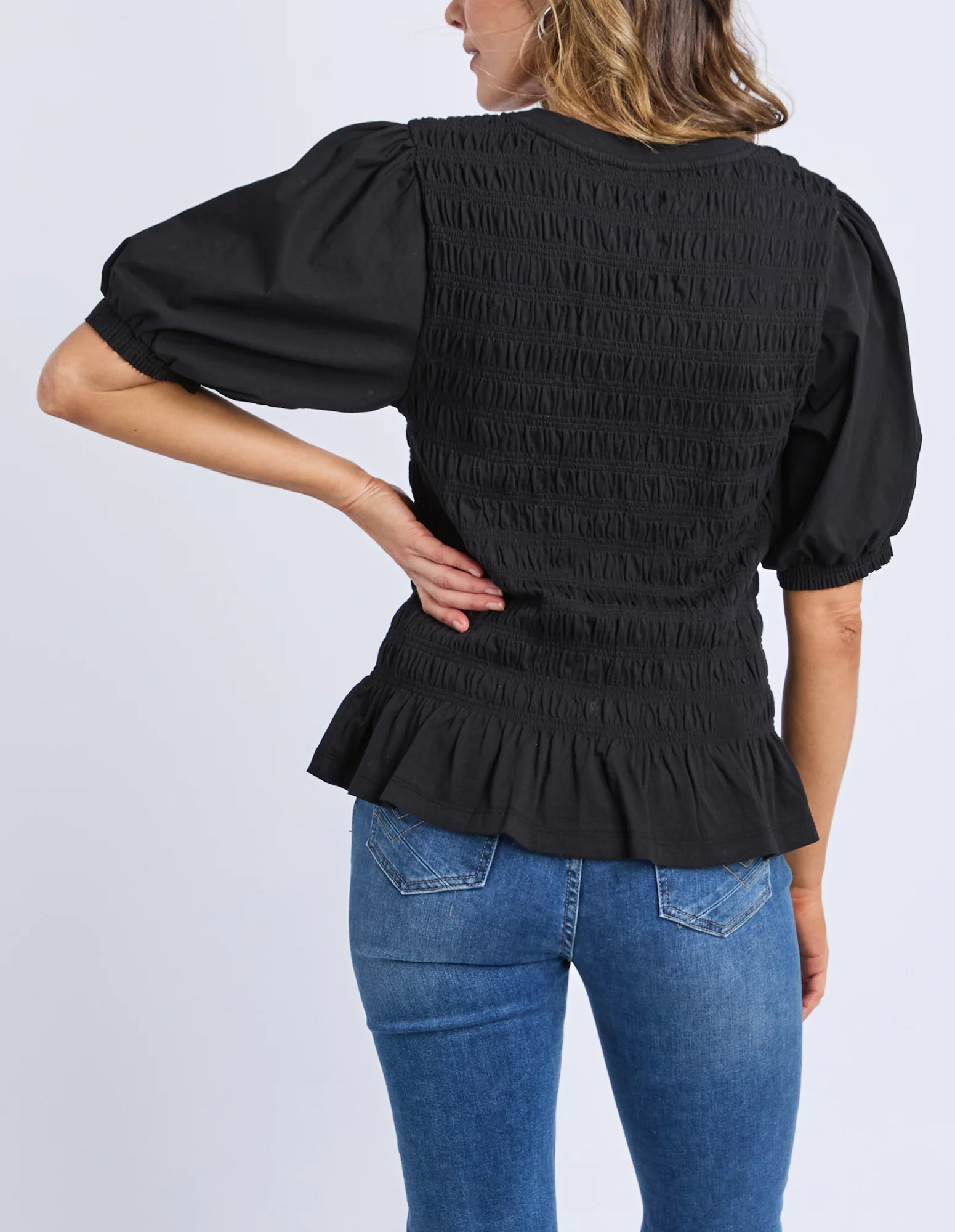 Abby Shirred Top Black - Image 3