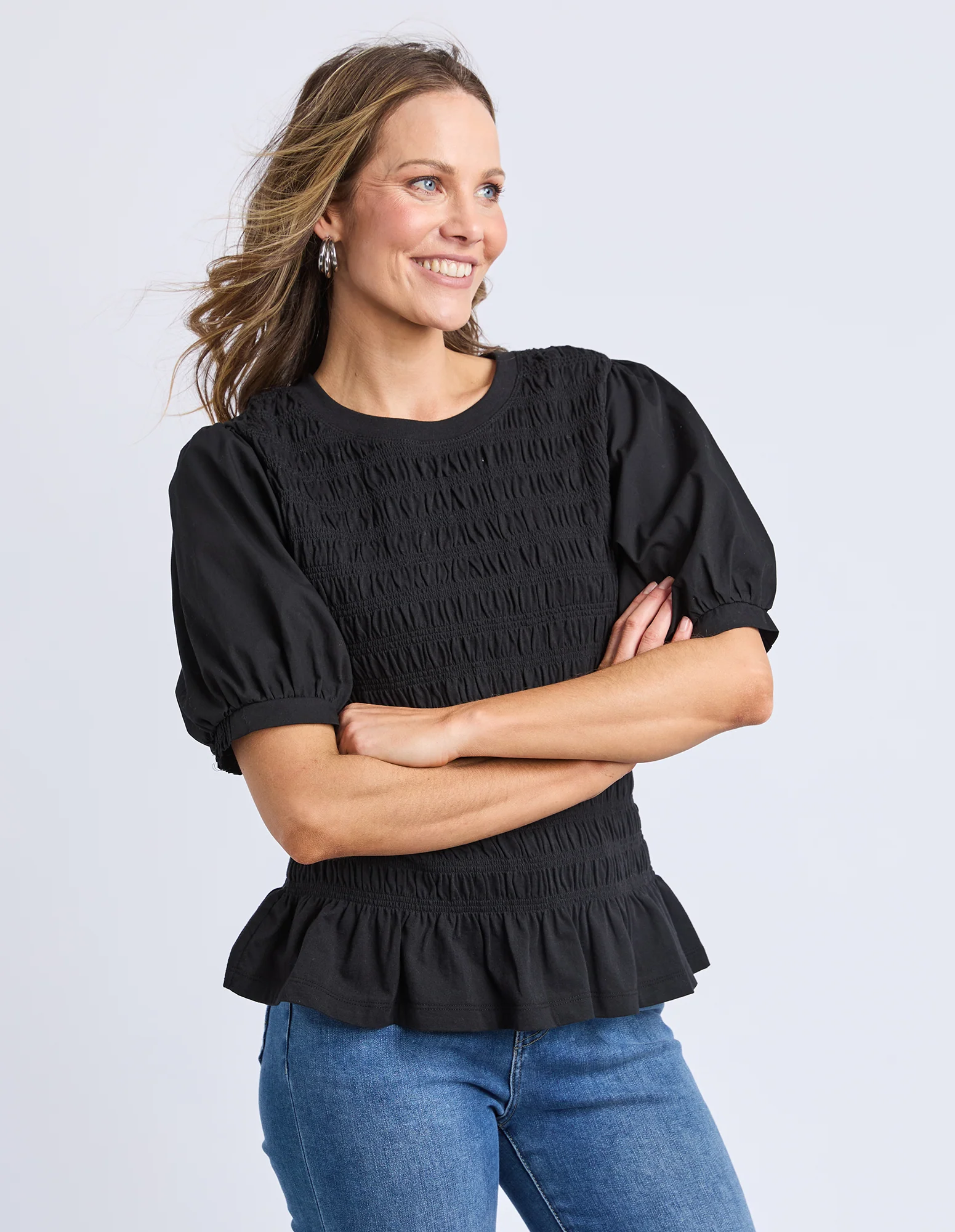 Abby Shirred Top Black - Image 4