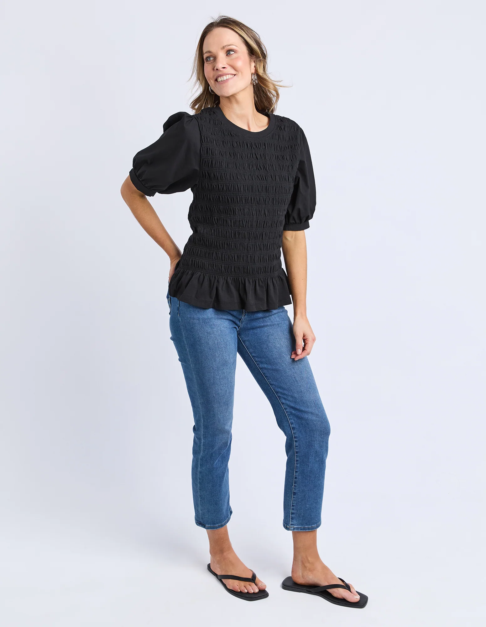Abby Shirred Top Black - Image 6