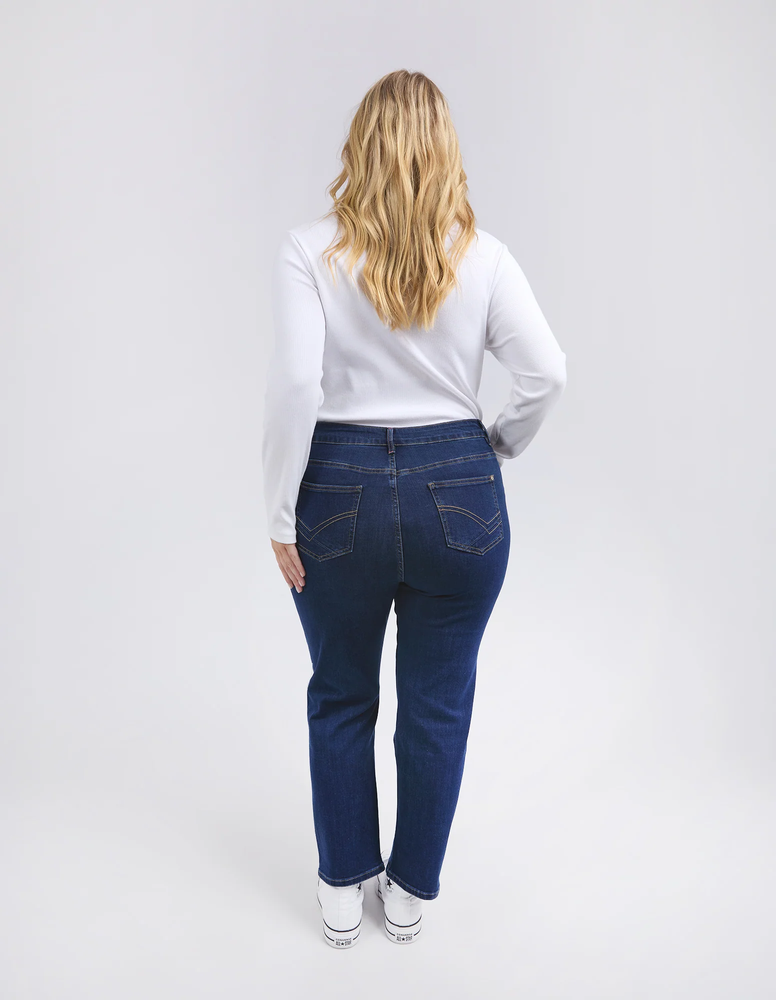 Ada Straight Leg Jean Dark Blue Wash - Image 3
