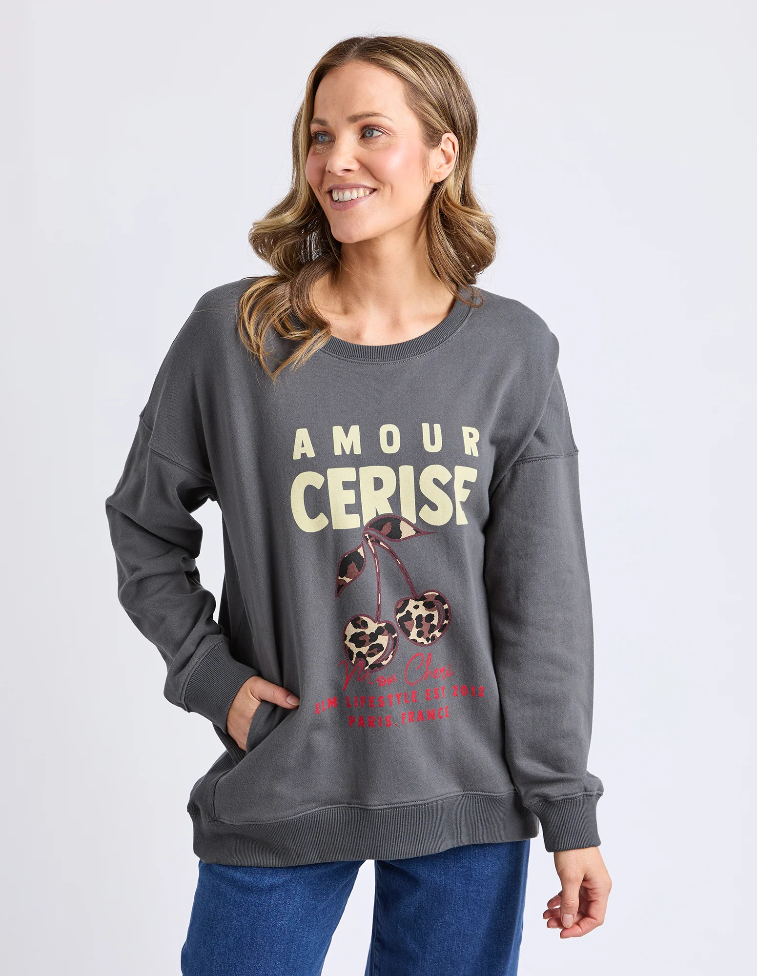 Amore Cerise Crew Washed Black