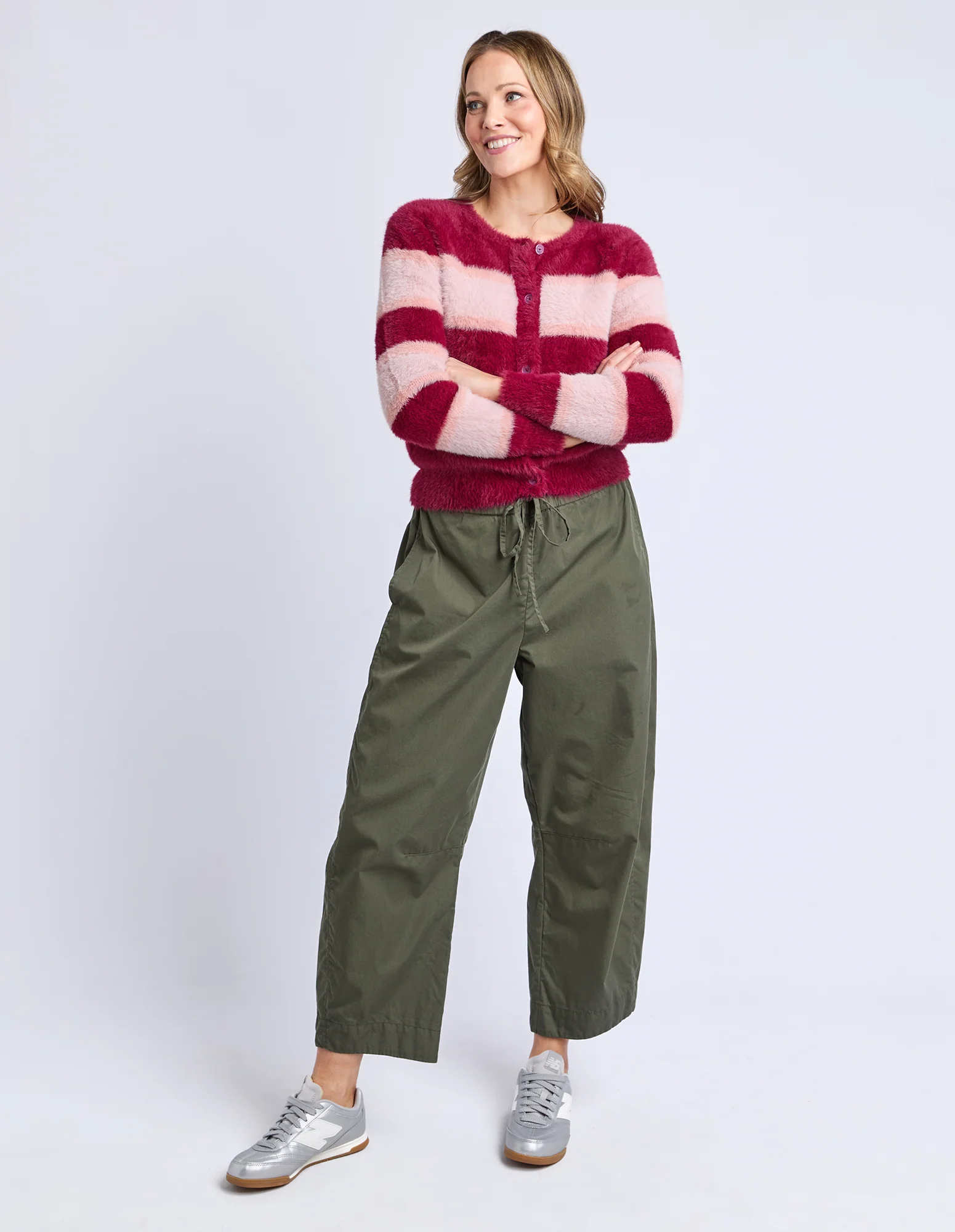 Anna Ombre Knit Cardigan Maroon Ombre Stripe - Image 4