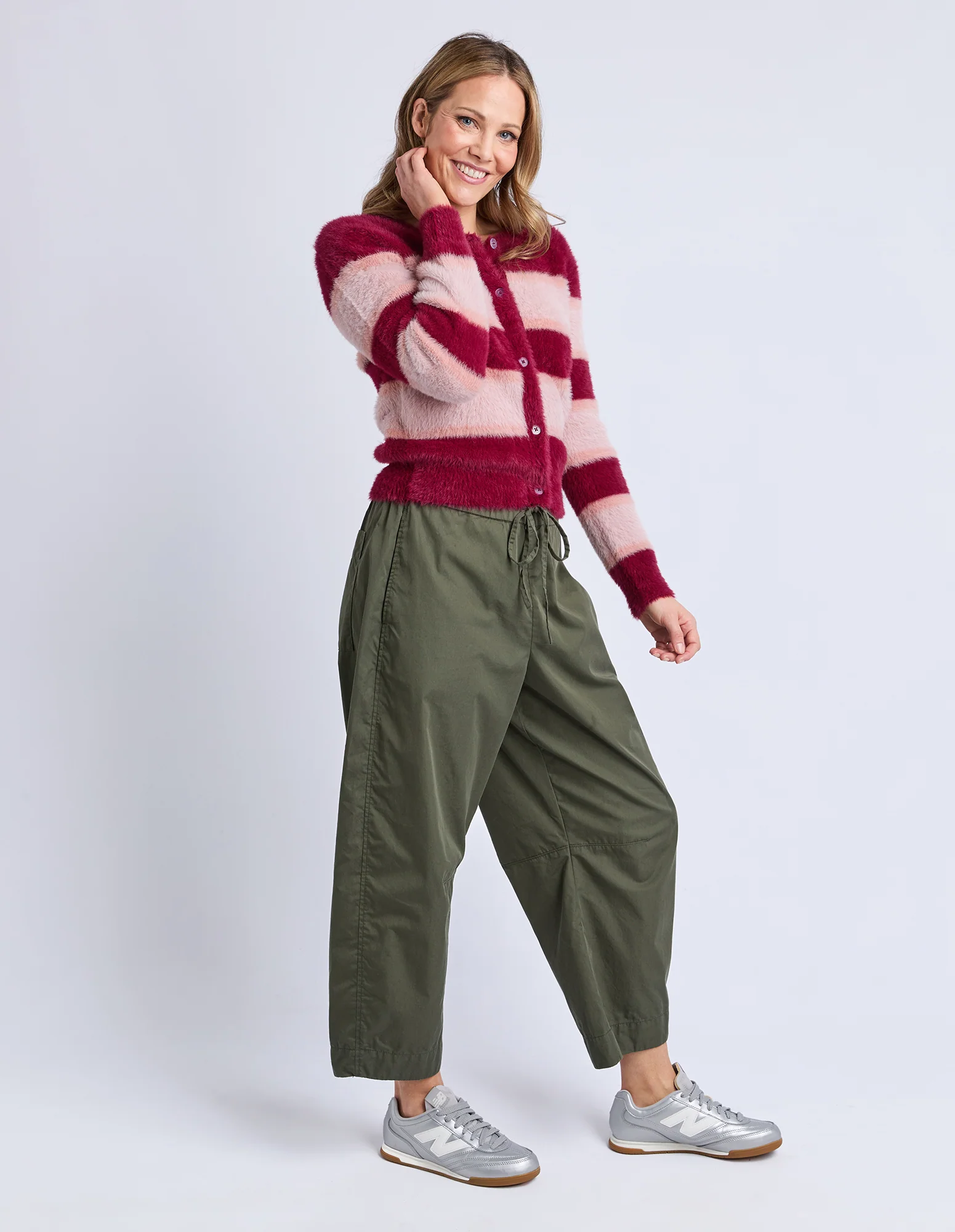 Anna Ombre Knit Cardigan Maroon Ombre Stripe - Image 8
