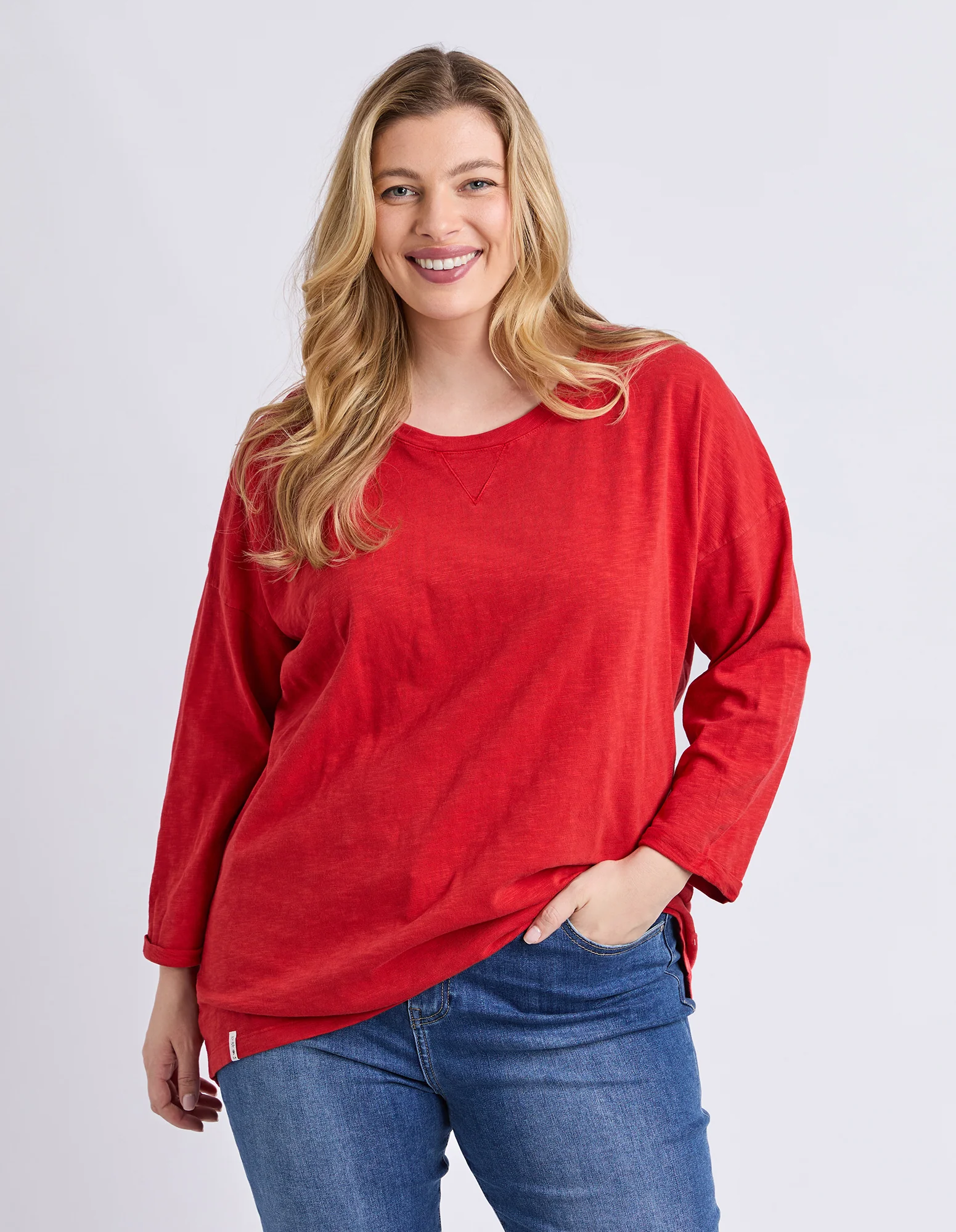 Annie 3/4 Sleeve Tee Cranberry - Image 2