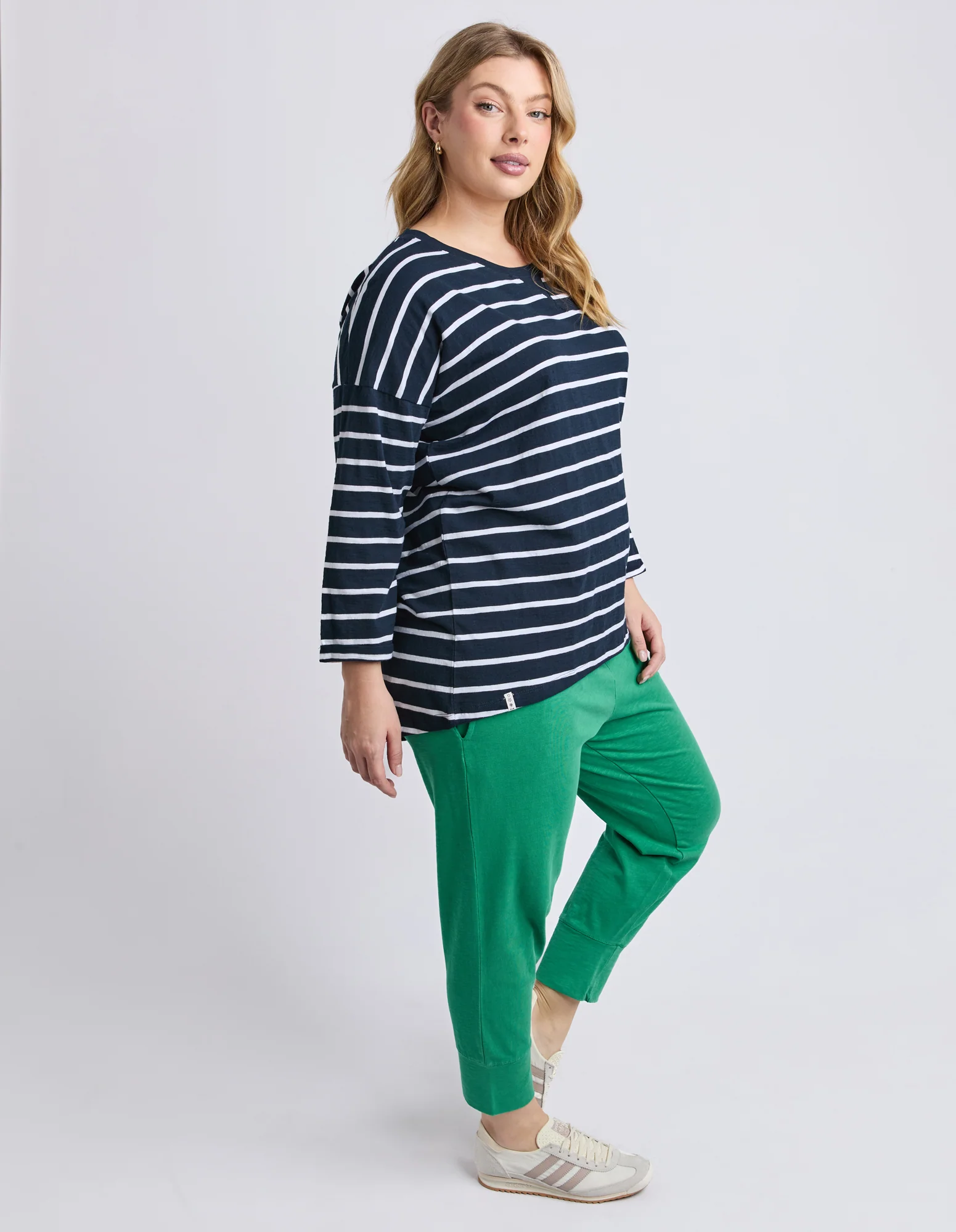 Annie 3/4 Sleeve Tee Navy & White Stripe - Image 12
