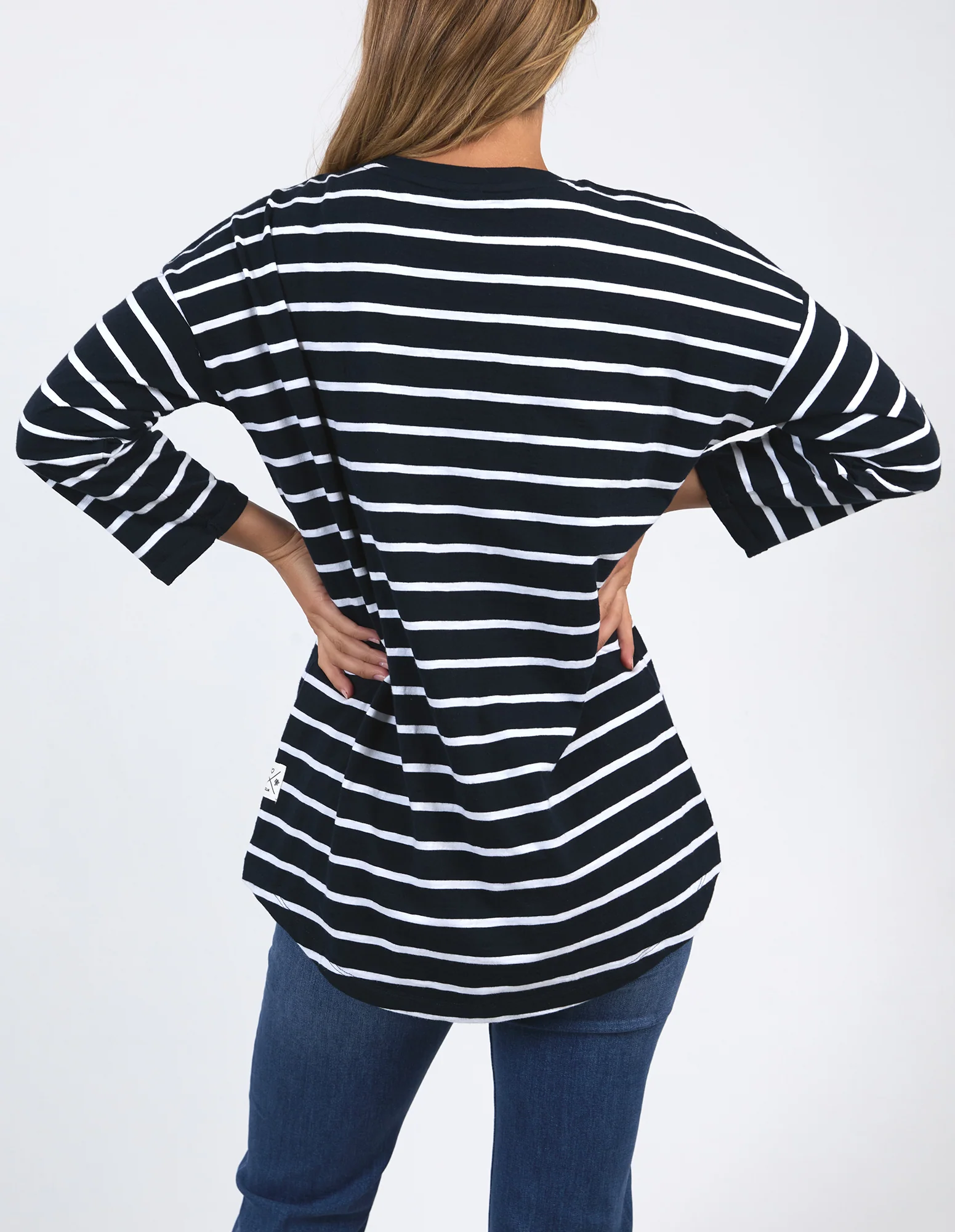 Annie 3/4 Sleeve Tee Navy & White Stripe - Image 3
