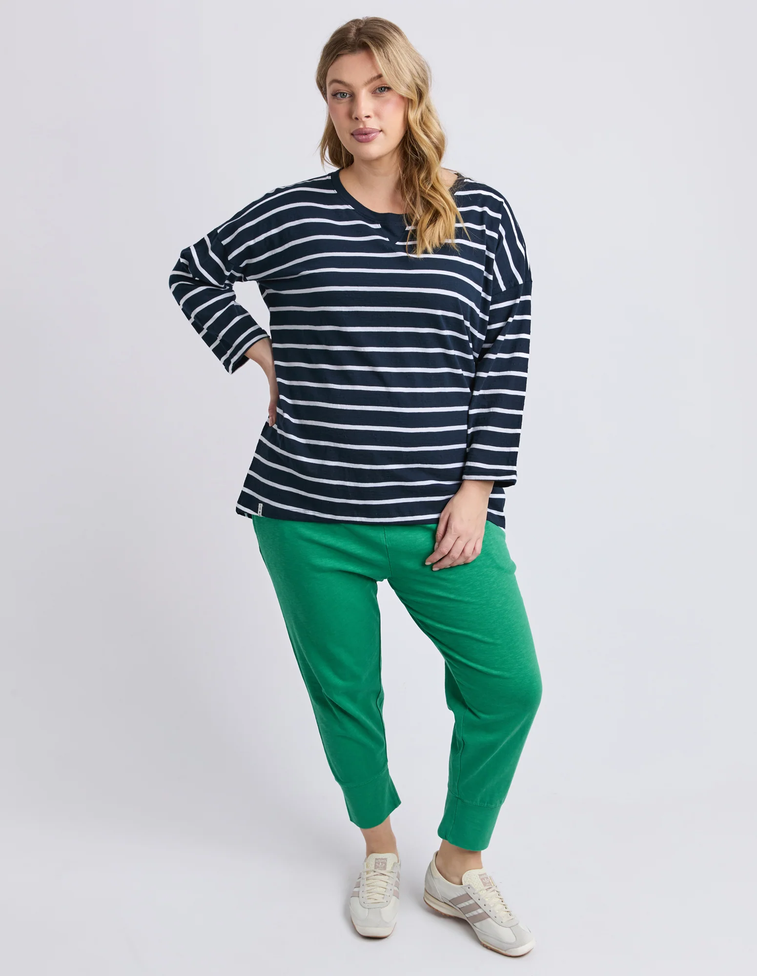 Annie 3/4 Sleeve Tee Navy & White Stripe - Image 8