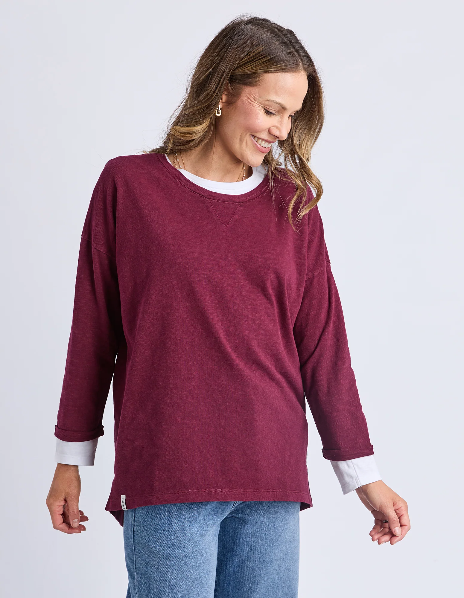 Annie 3/4 Sleeve Tee Plum - Image 10