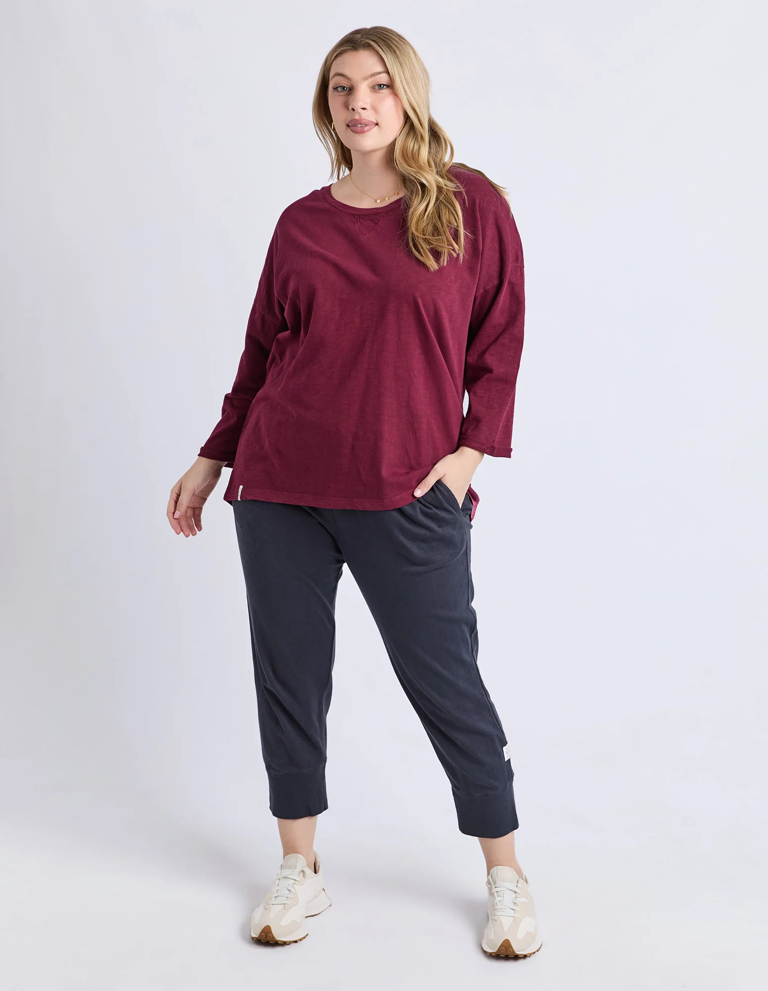 Annie 3/4 Sleeve Tee Plum - Image 3
