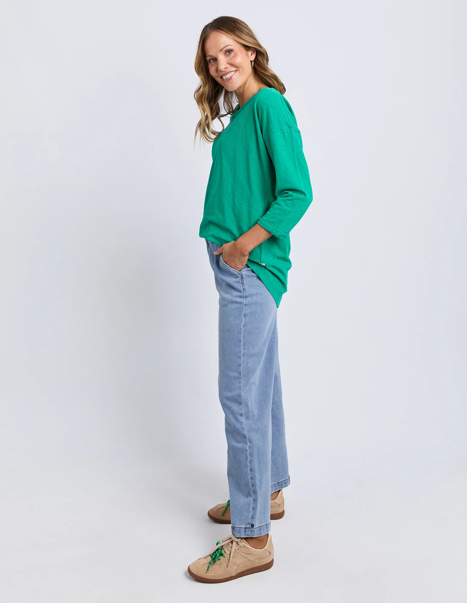Annie 3/4 Sleeve Tee Turquoise - Image 11