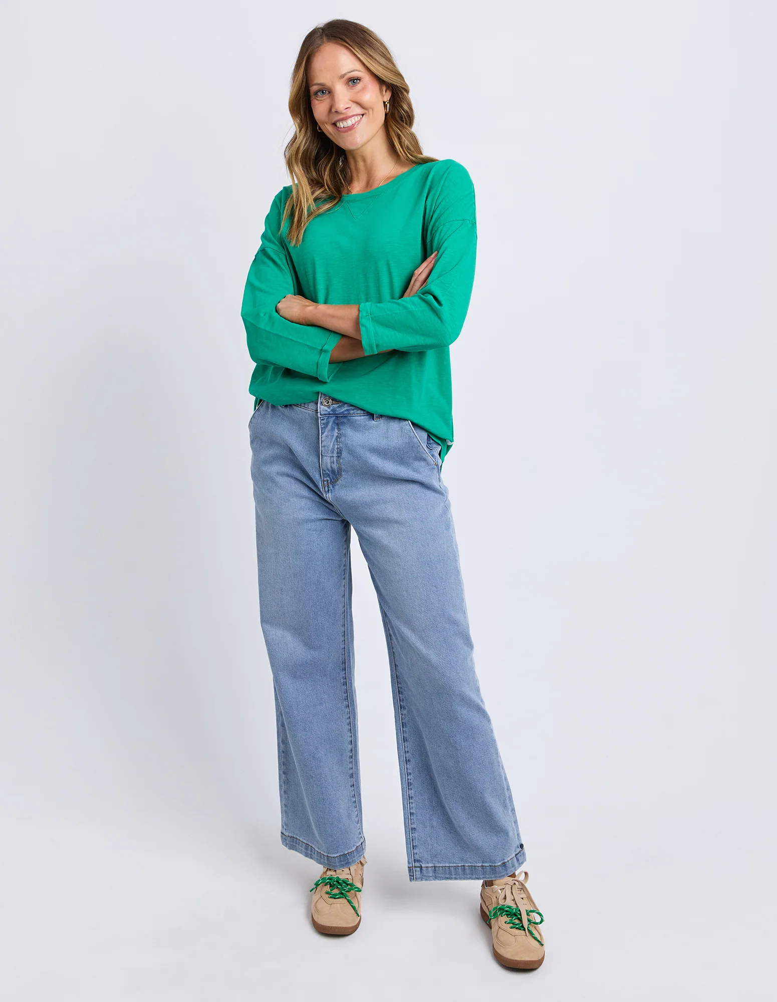 Annie 3/4 Sleeve Tee Turquoise - Image 3