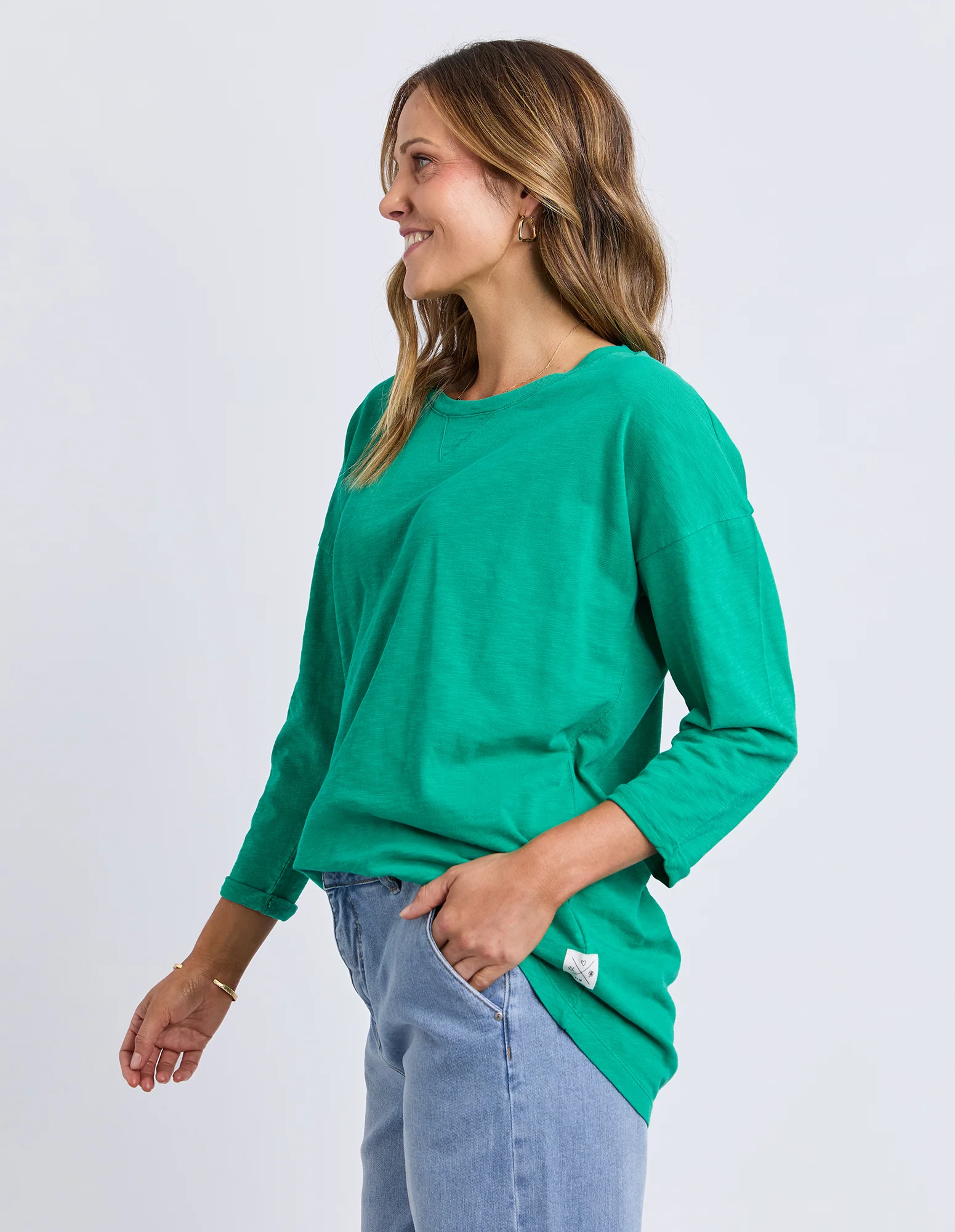Annie 3/4 Sleeve Tee Turquoise - Image 7