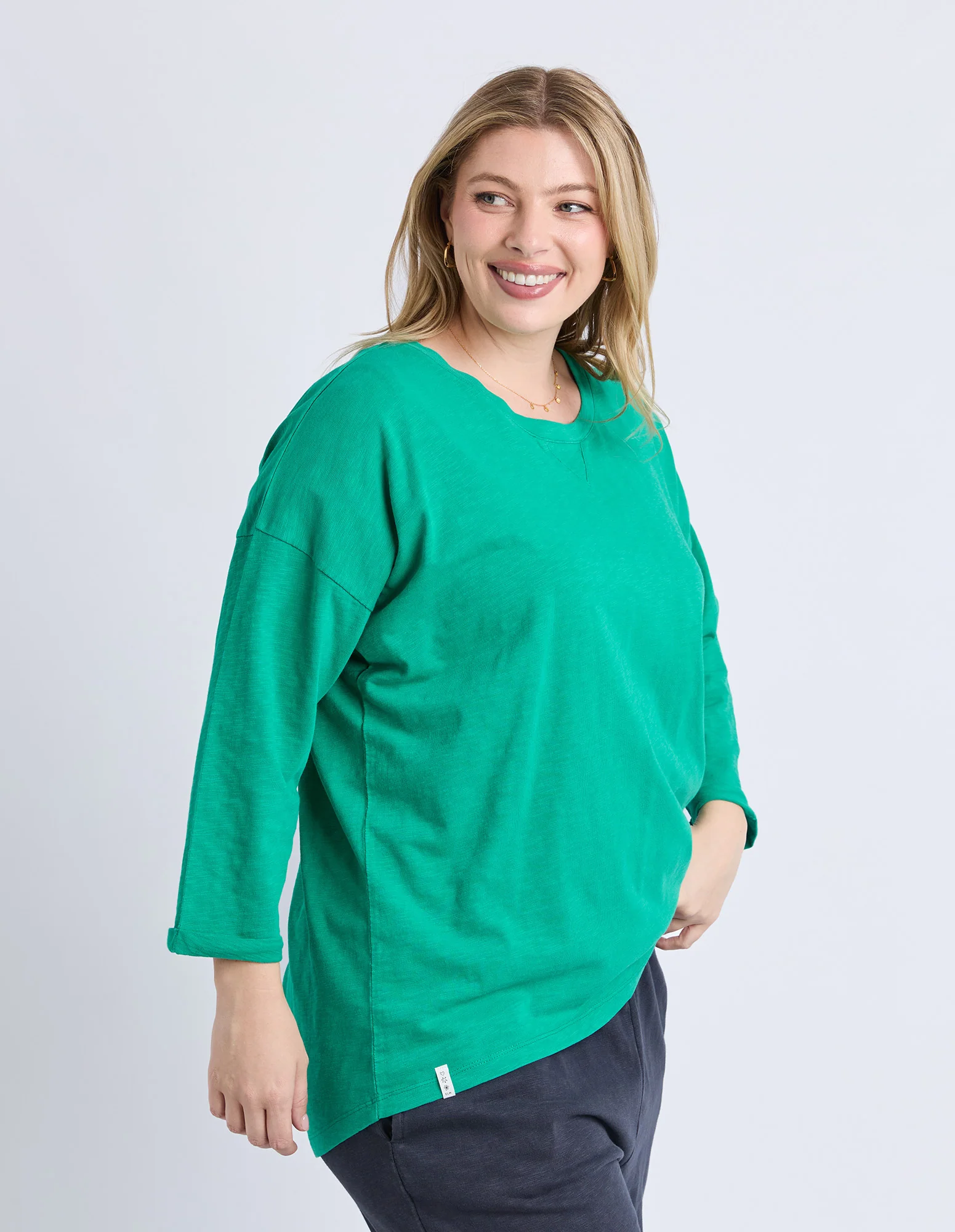 Annie 3/4 Sleeve Tee Turquoise - Image 8