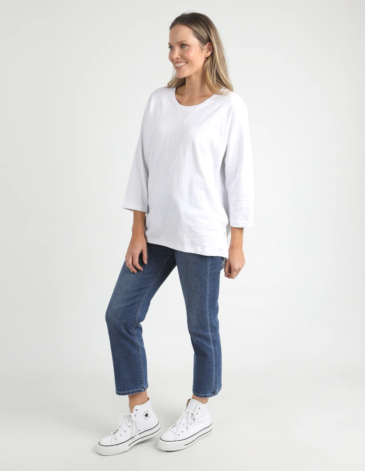 Annie 3/4 Sleeve Tee White - Image 4