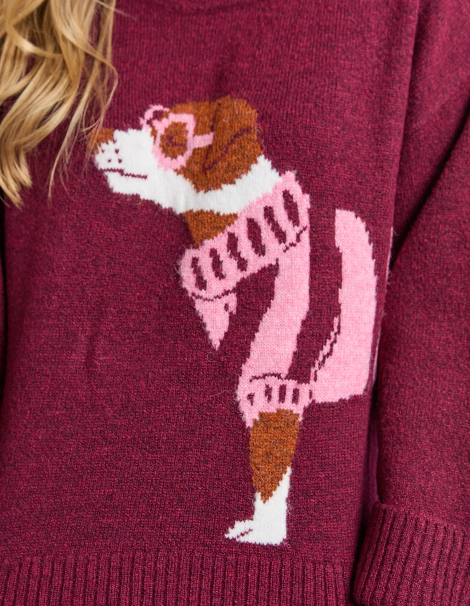 Annie Intarsia Knit Maroon - Image 11