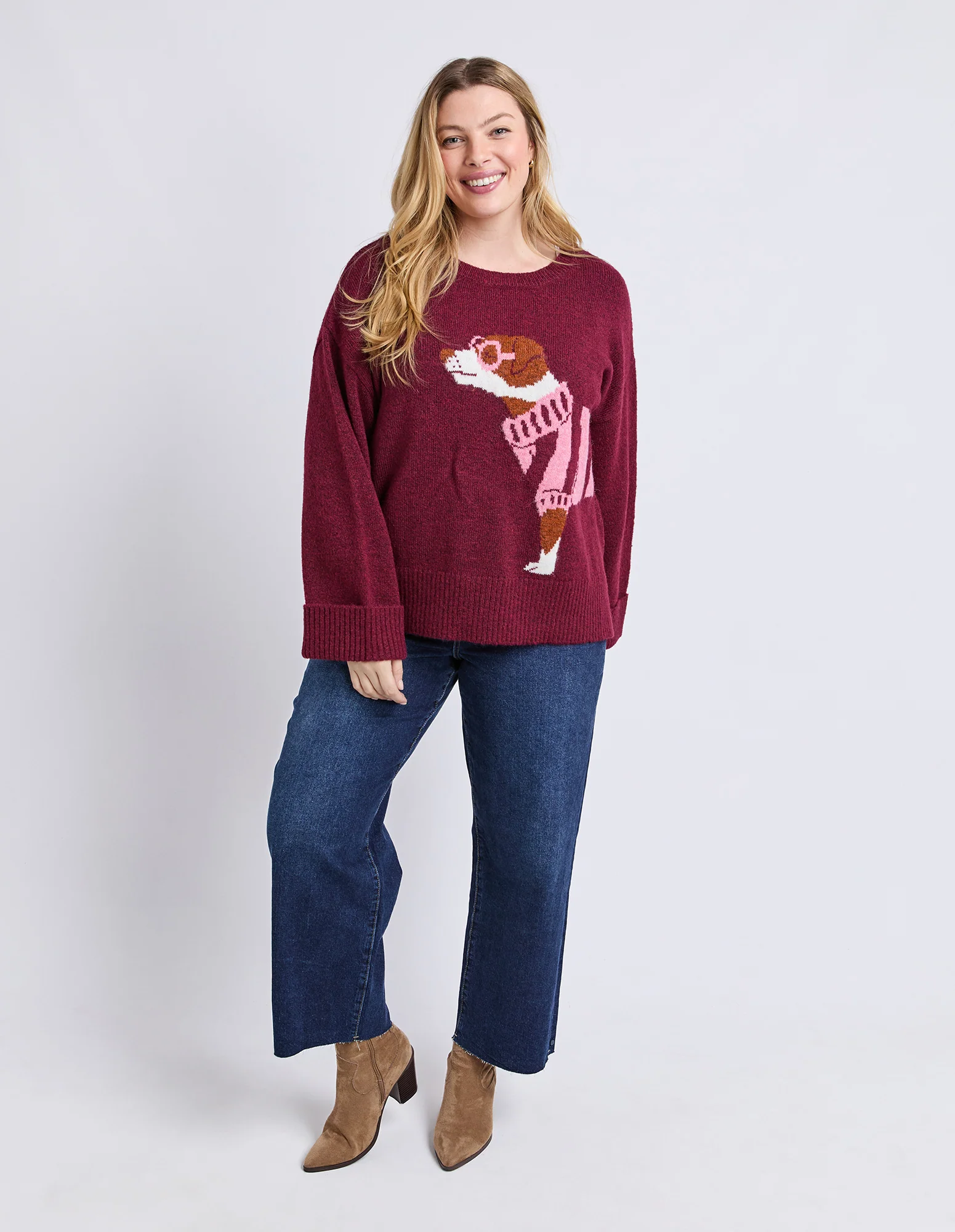 Annie Intarsia Knit Maroon - Image 17