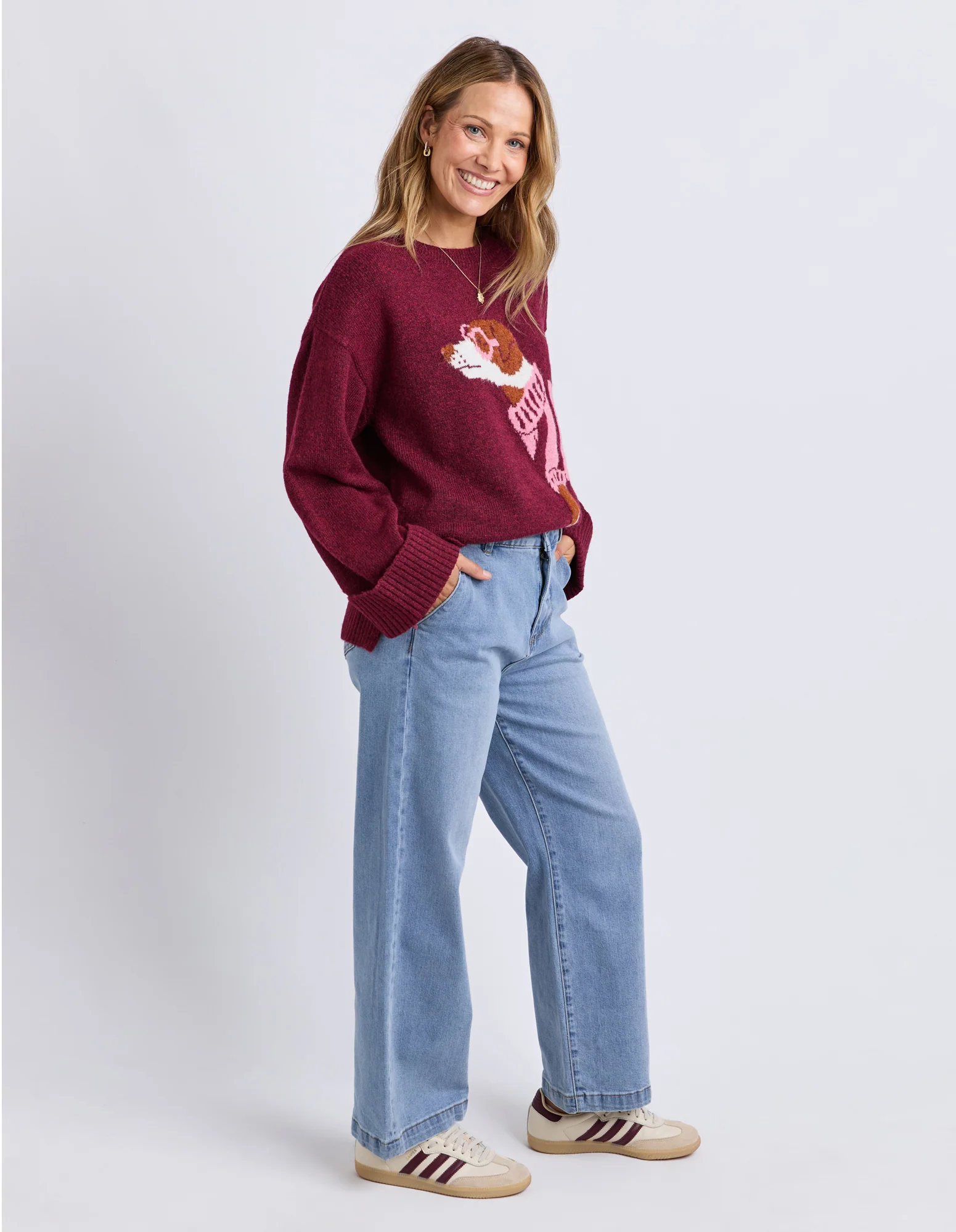 Annie Intarsia Knit Maroon - Image 8