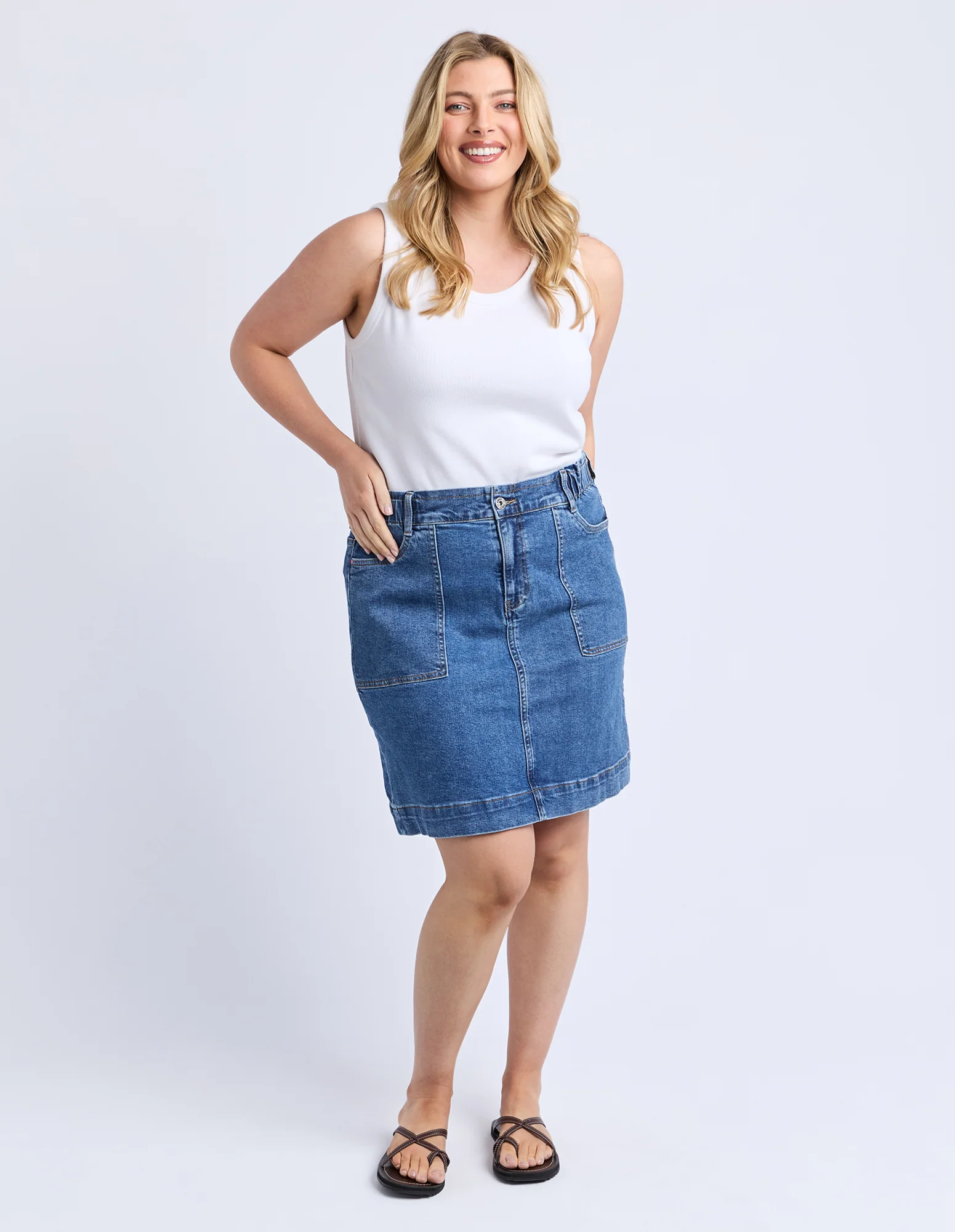 Atlas Denim Skirt Dark Blue Wash - Image 4