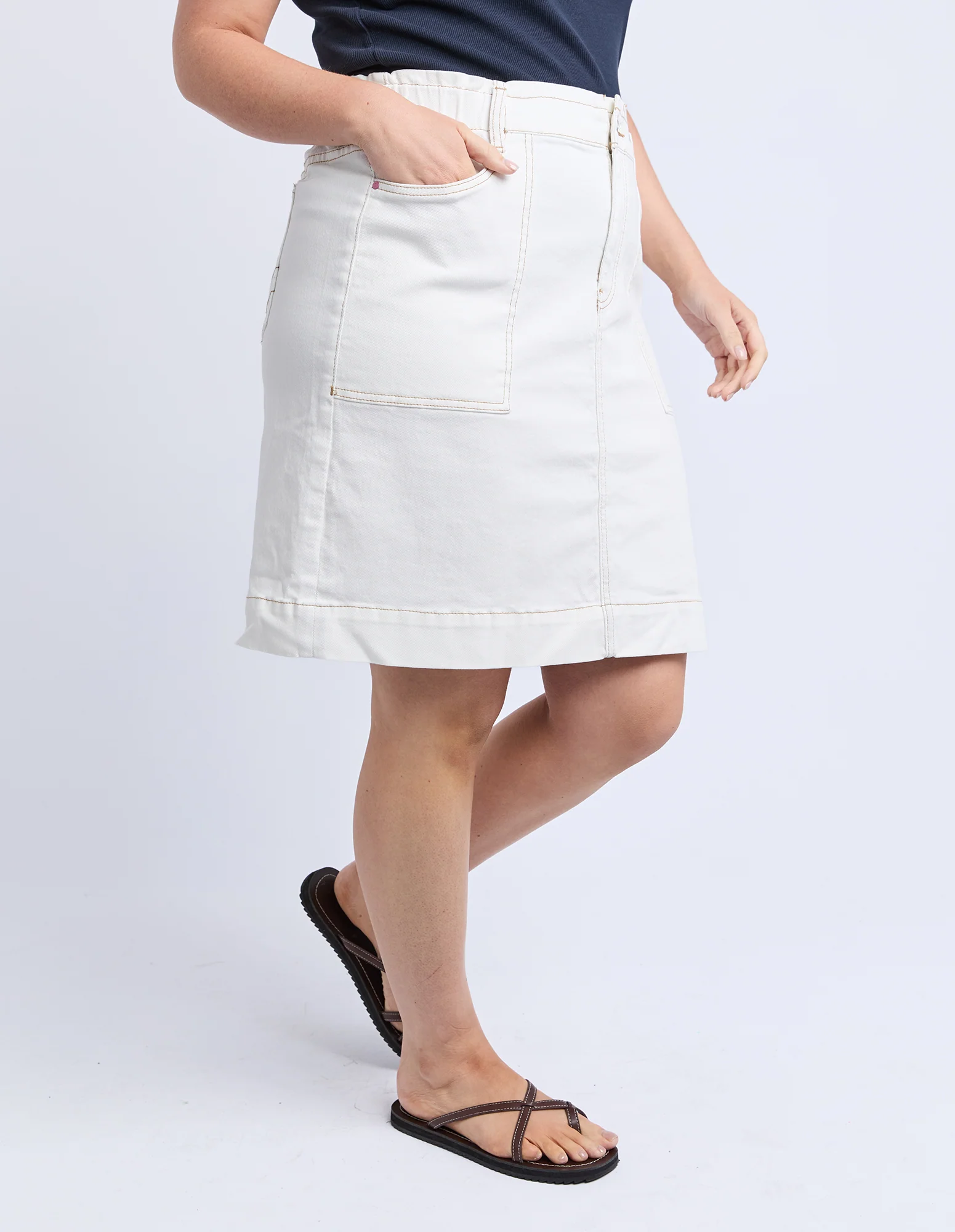 Atlas Denim Skirt Vintage White - Image 8
