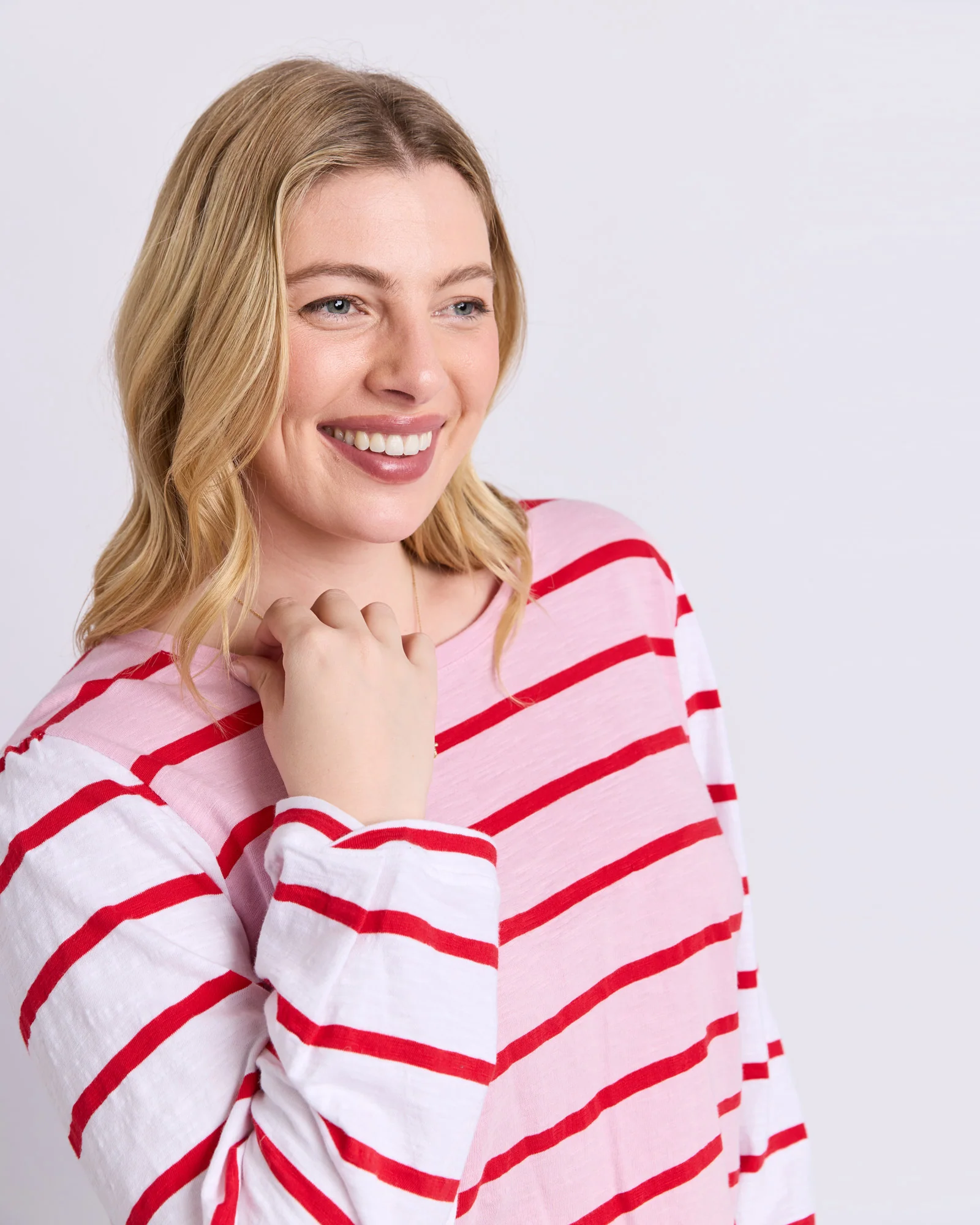 Baia Long Sleeve Tee Pink & Red Stripe - Image 10