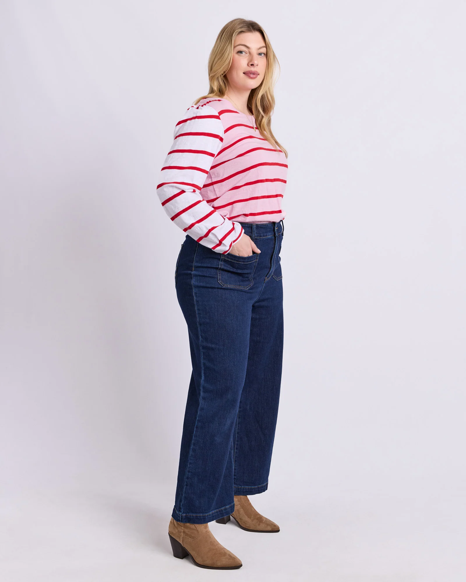 Baia Long Sleeve Tee Pink & Red Stripe - Image 12