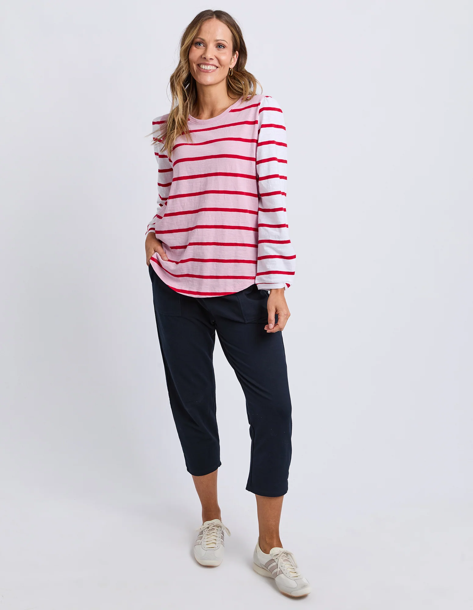 Baia Long Sleeve Tee Pink & Red Stripe - Image 3