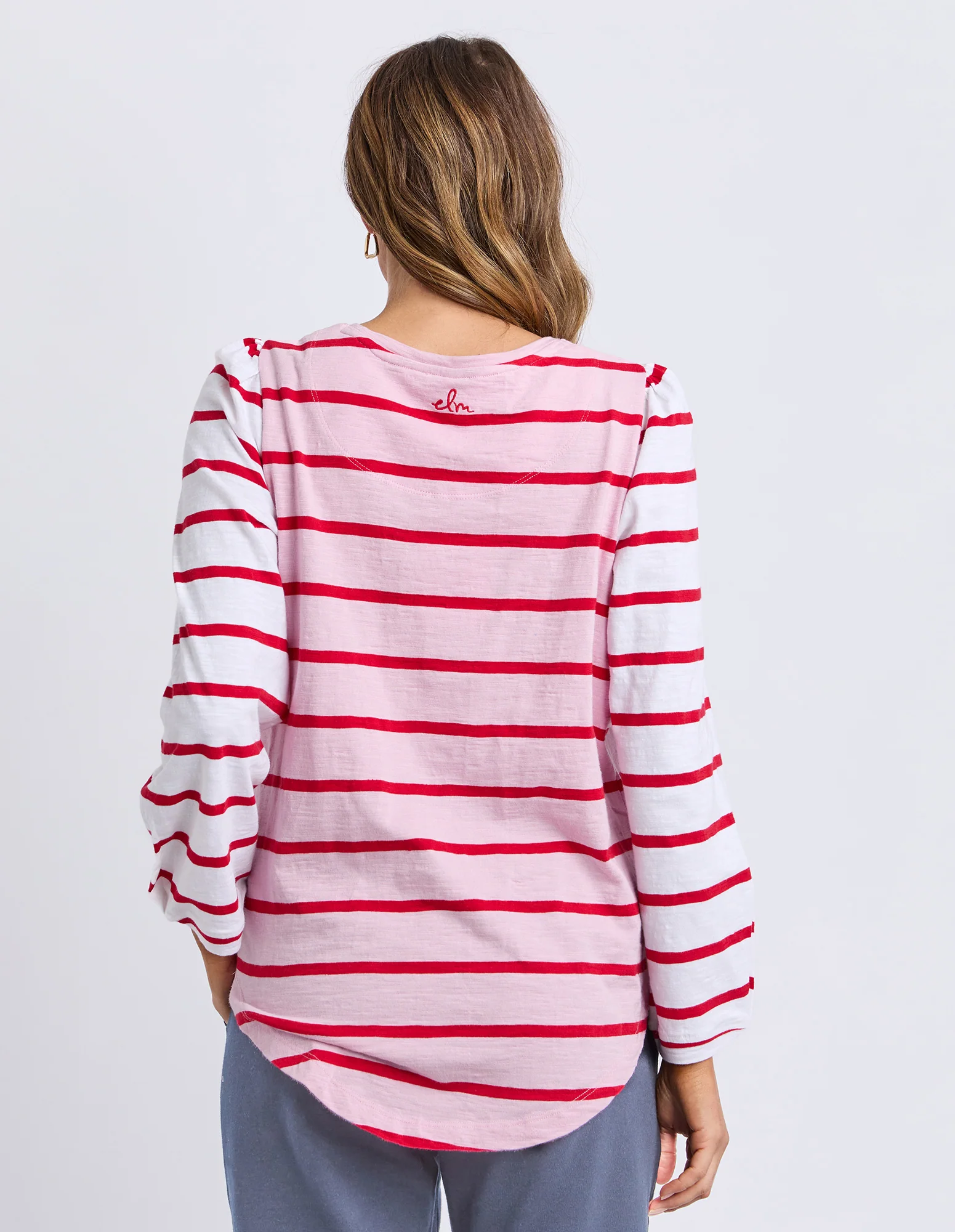 Baia Long Sleeve Tee Pink & Red Stripe - Image 5