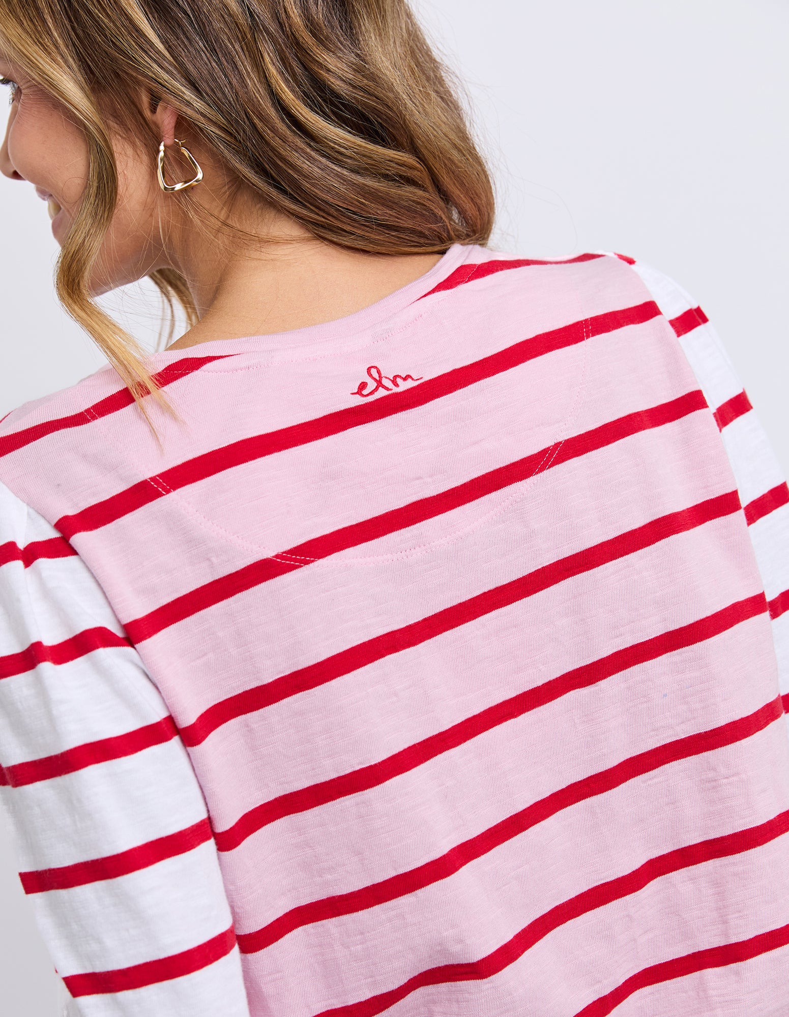 Baia Long Sleeve Tee Pink & Red Stripe - Image 9