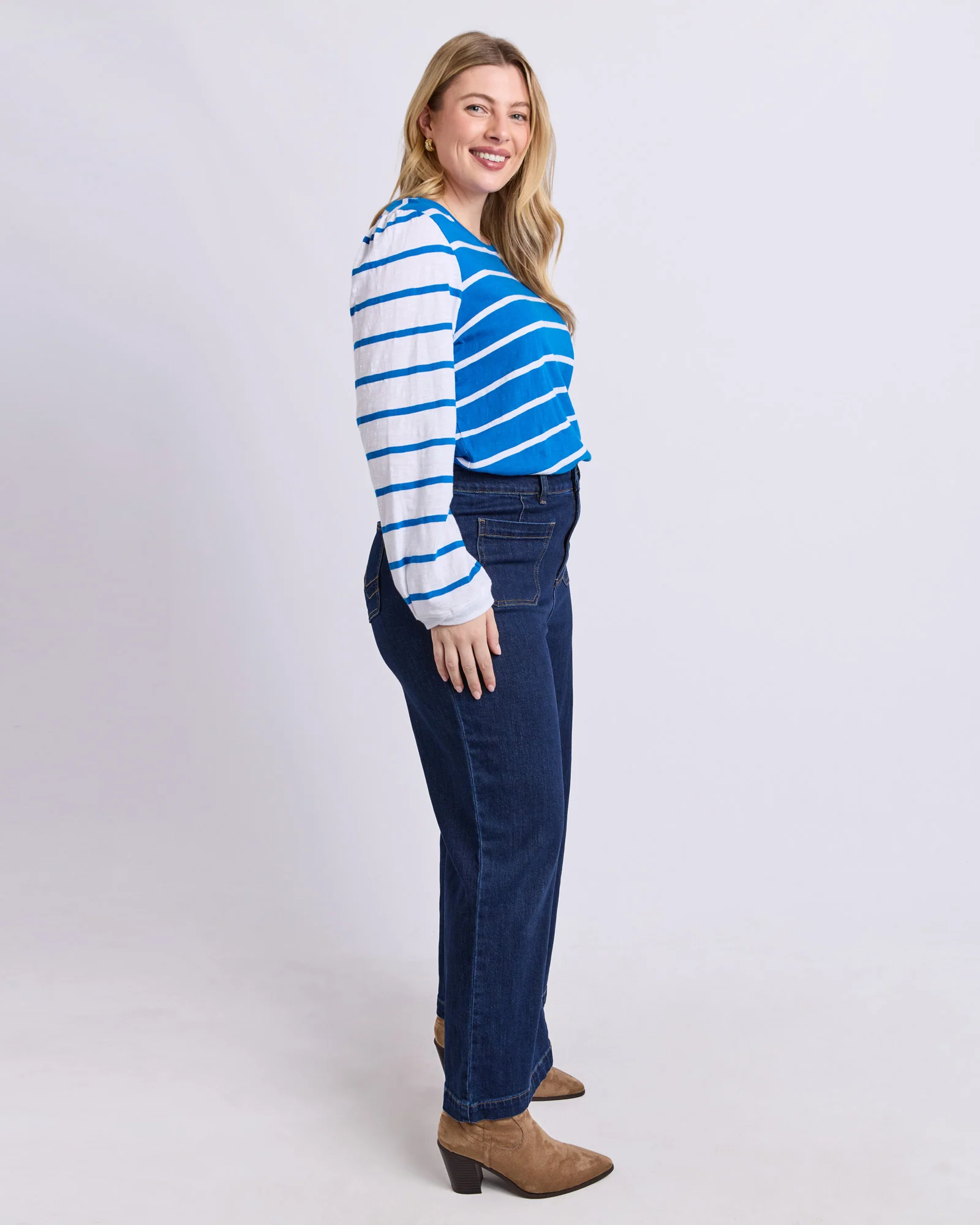 Baia Long Sleeve Tee Royal & White Stripe - Image 12