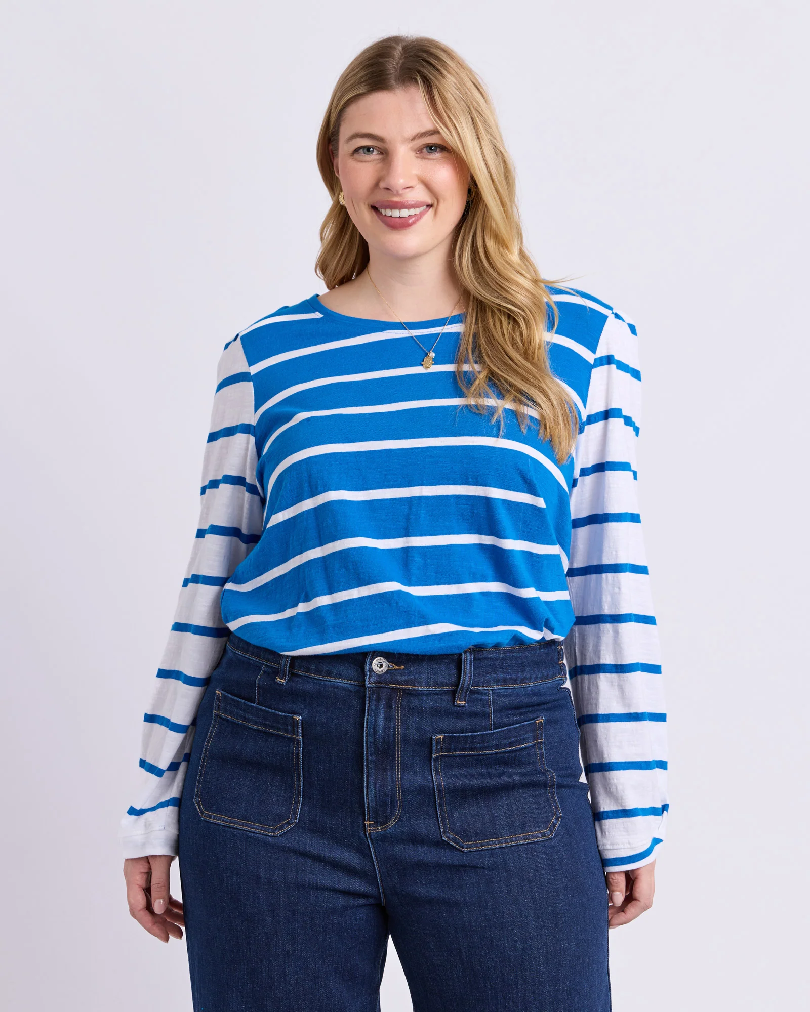 Baia Long Sleeve Tee Royal & White Stripe - Image 2