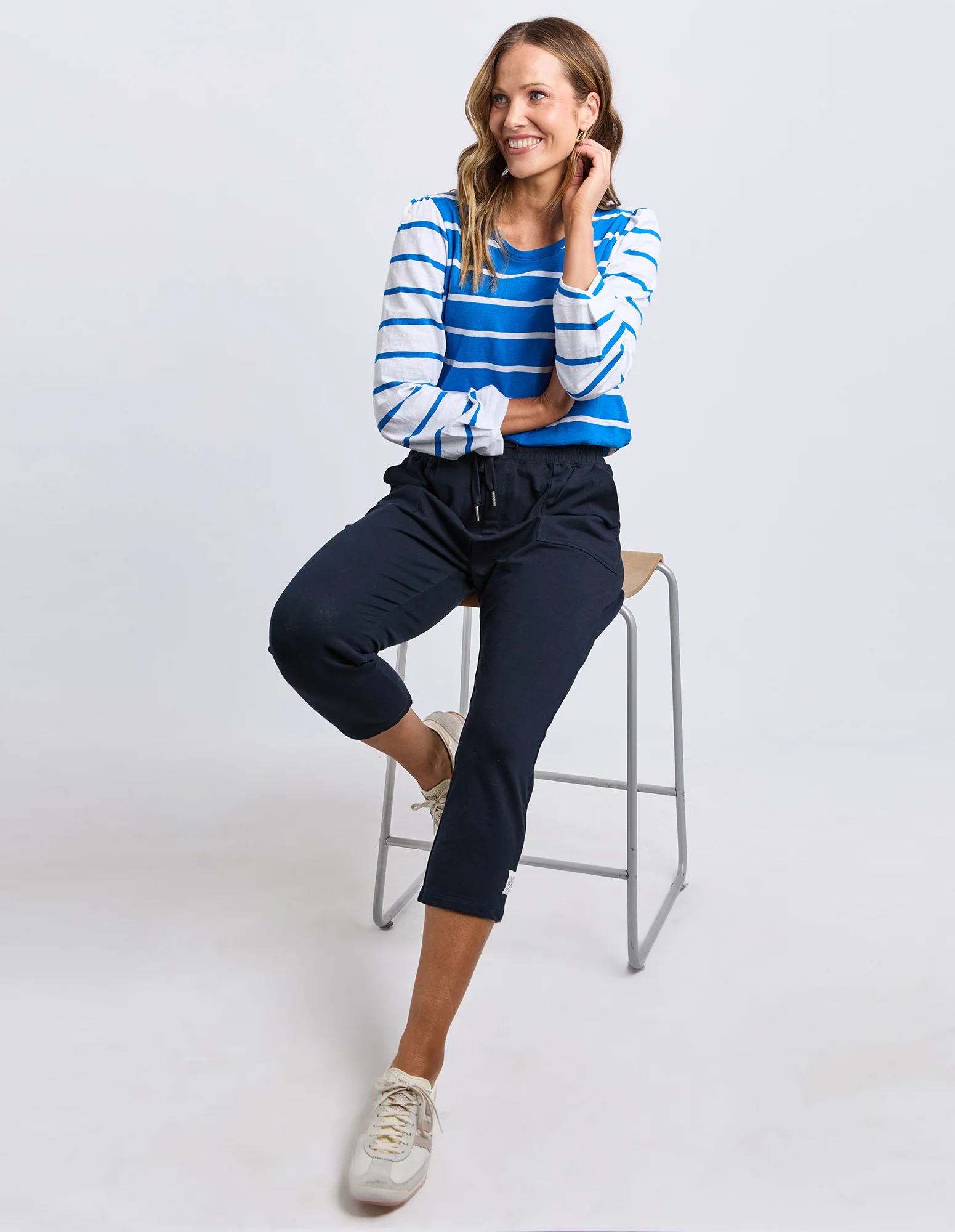 Baia Long Sleeve Tee Royal & White Stripe - Image 3
