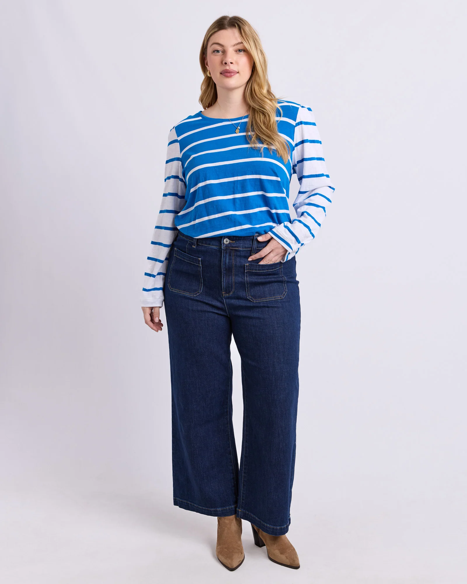 Baia Long Sleeve Tee Royal & White Stripe - Image 4