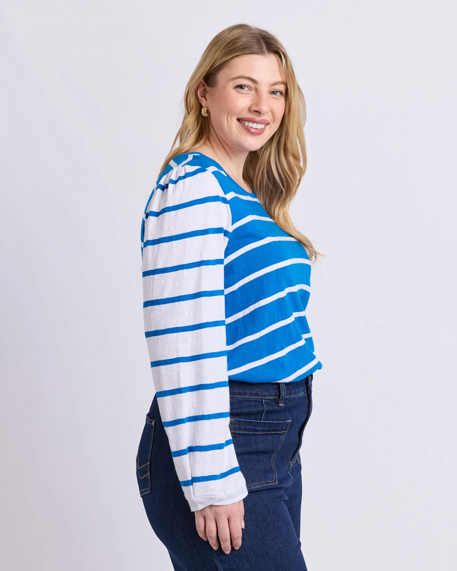 Baia Long Sleeve Tee Royal & White Stripe - Image 8