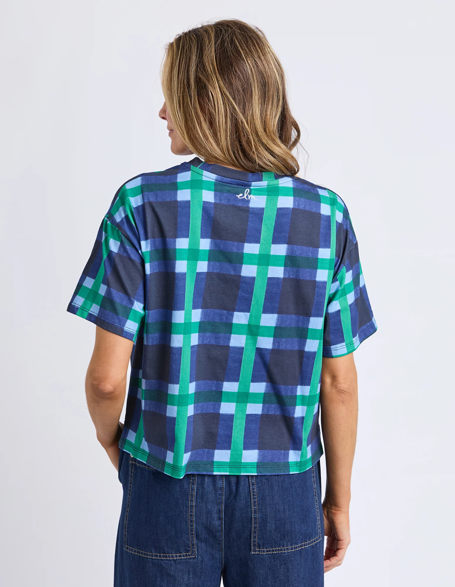 Bari Tee Blue Check Print - Image 3