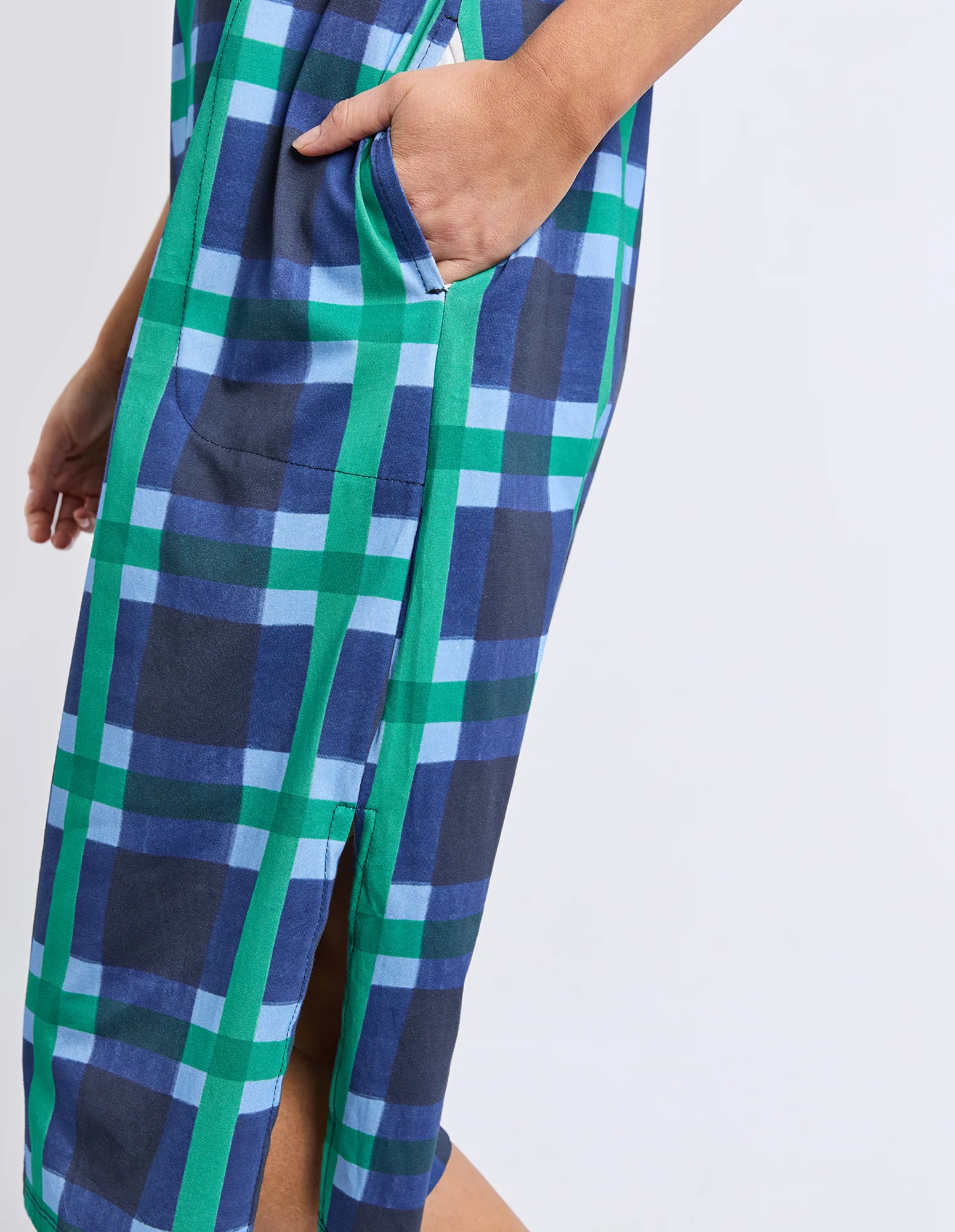 Bari Tee Dress Blue Check Print - Image 6