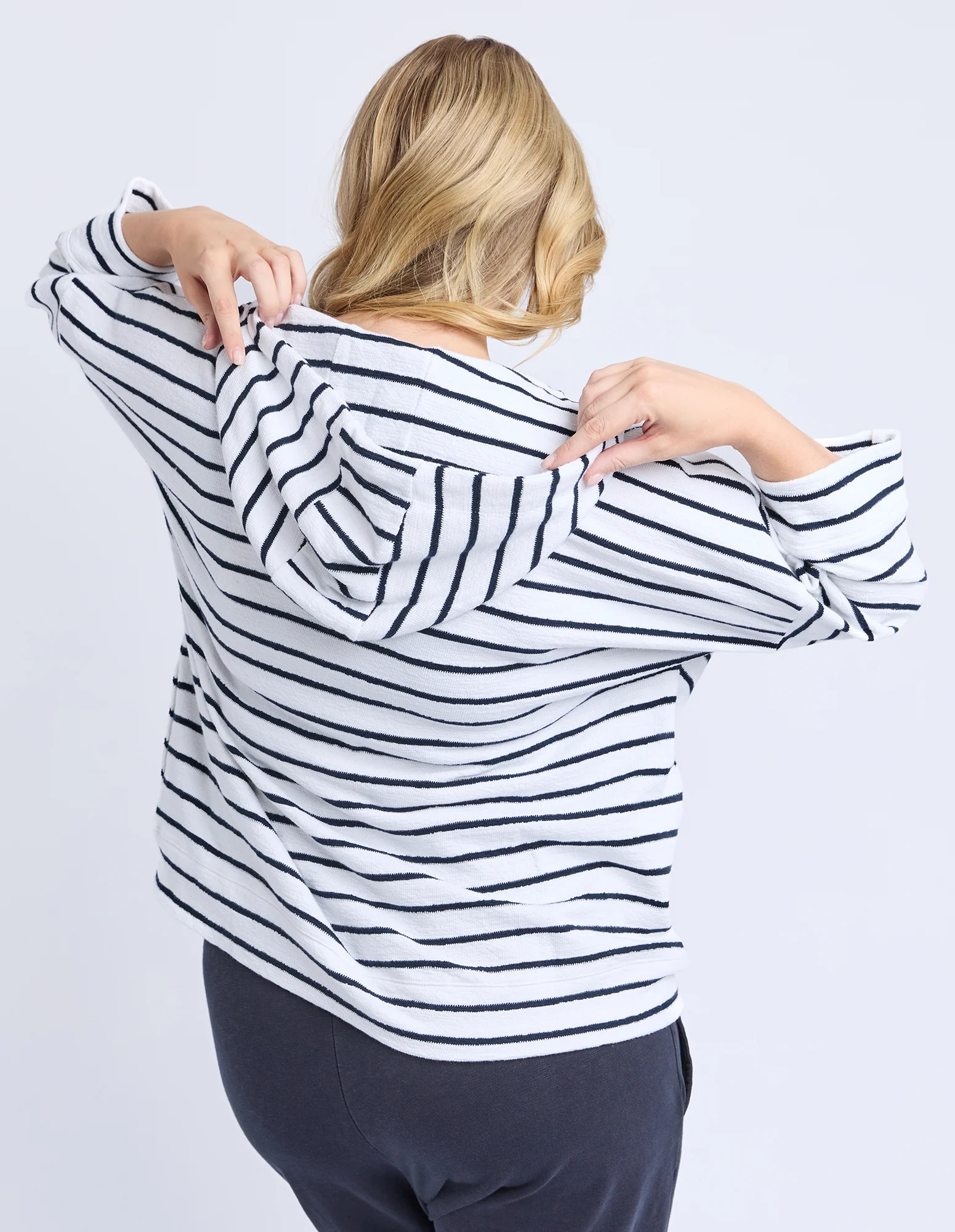 Beachy Hoodie White/Navy Stripe - Image 10