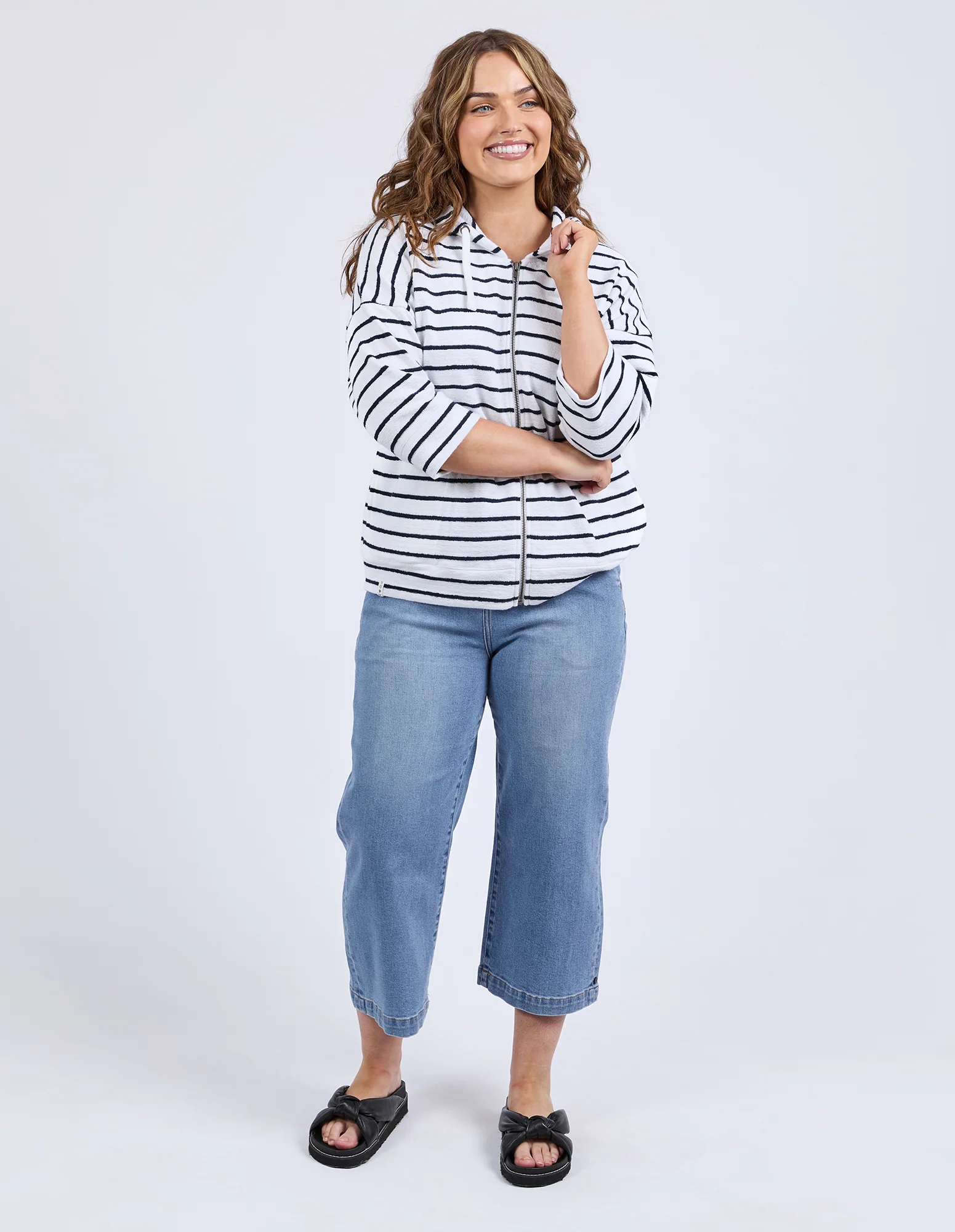 Beachy Hoodie White/Navy Stripe - Image 3