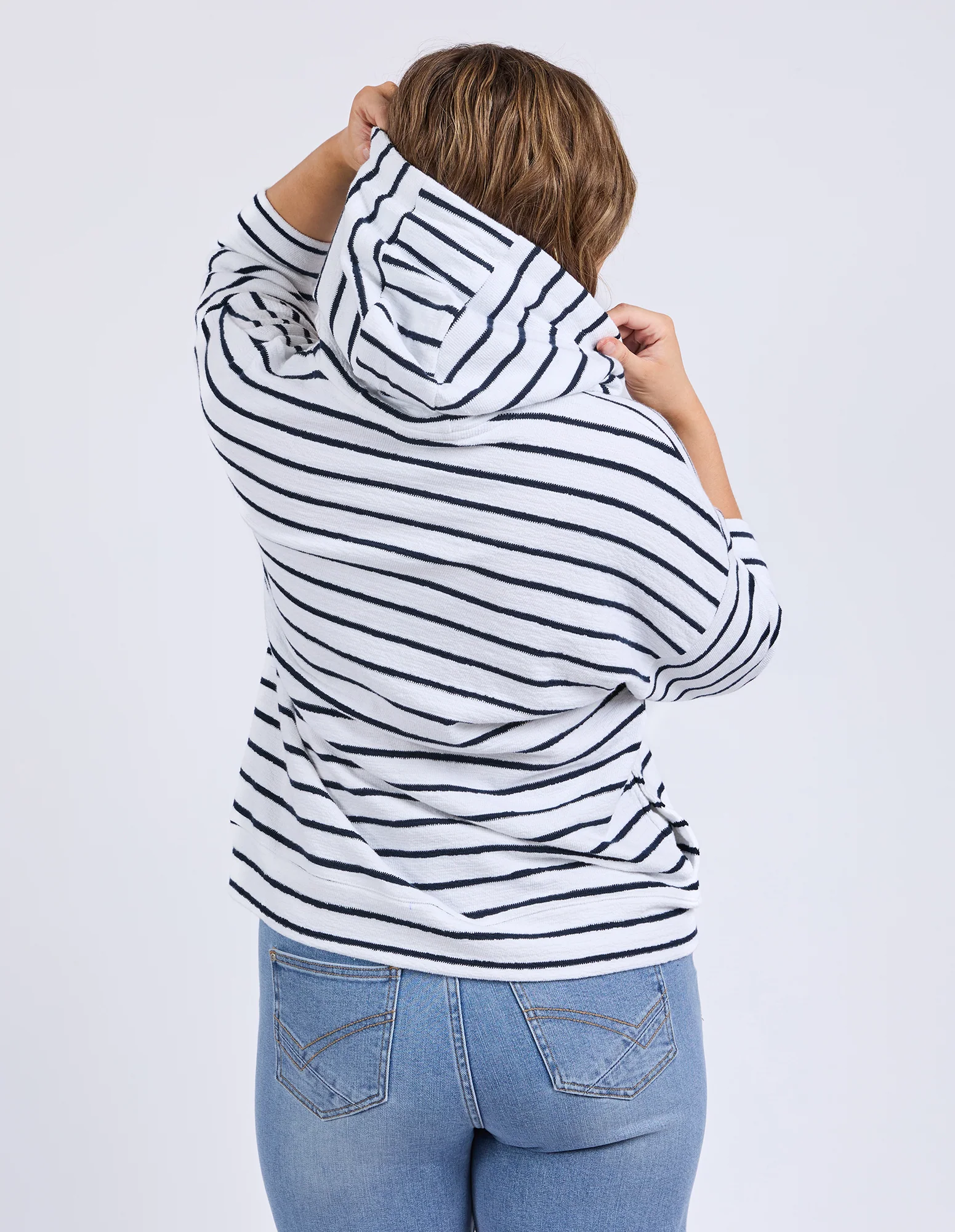 Beachy Hoodie White/Navy Stripe - Image 4