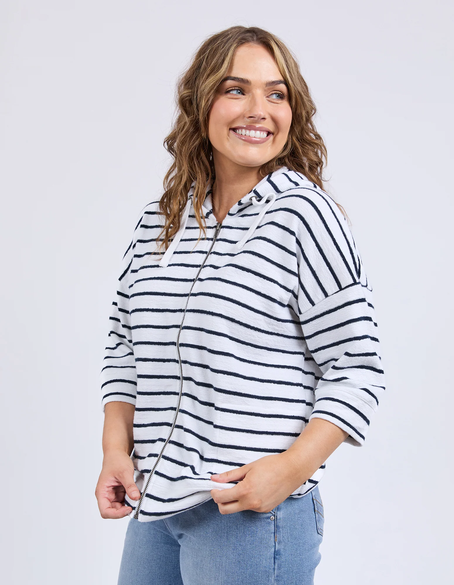 Beachy Hoodie White/Navy Stripe - Image 5