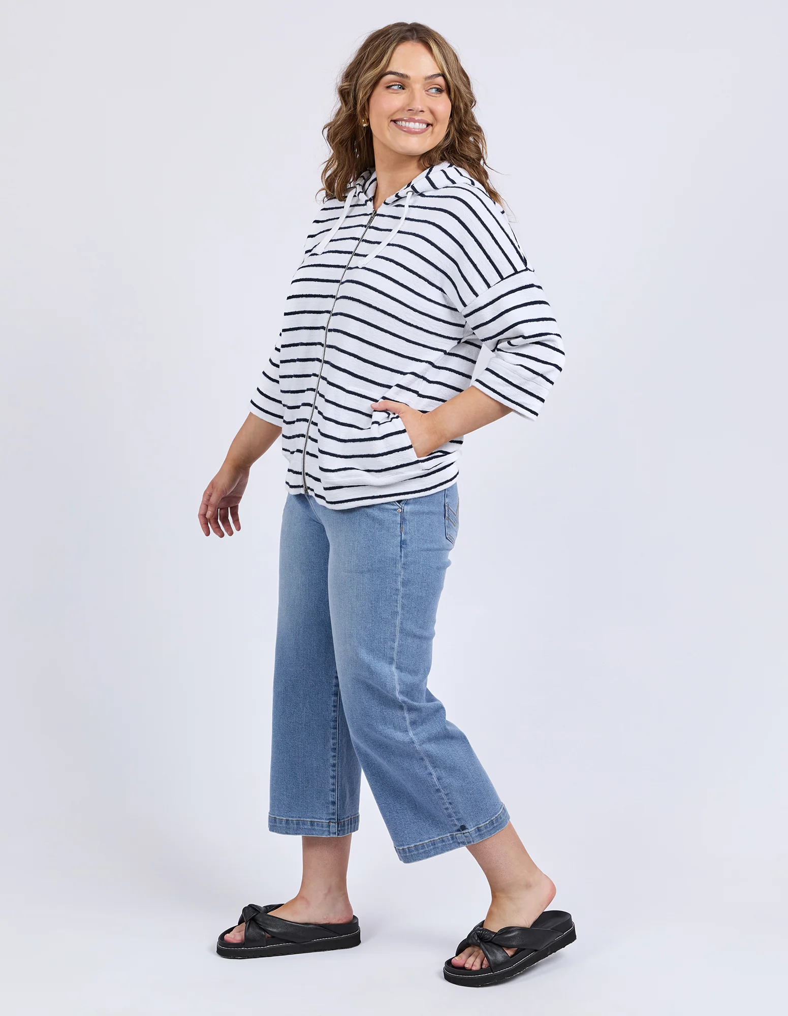 Beachy Hoodie White/Navy Stripe - Image 7