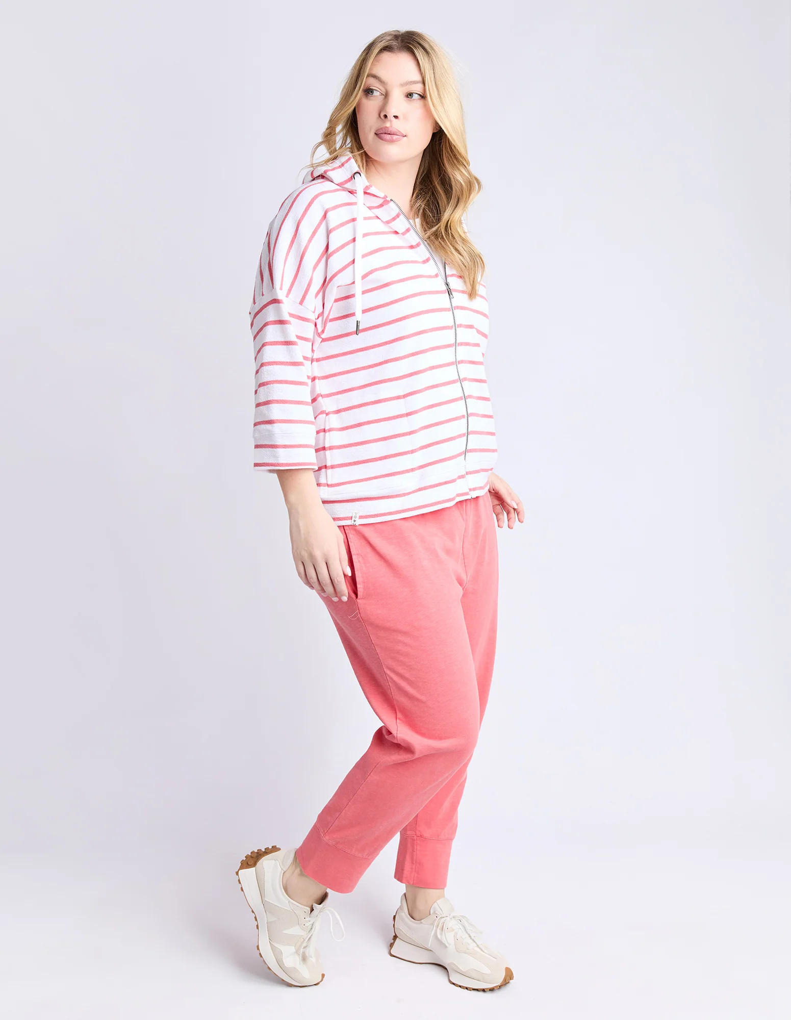 Beachy Hoodie Stripe White/Sugar Coral - Image 12