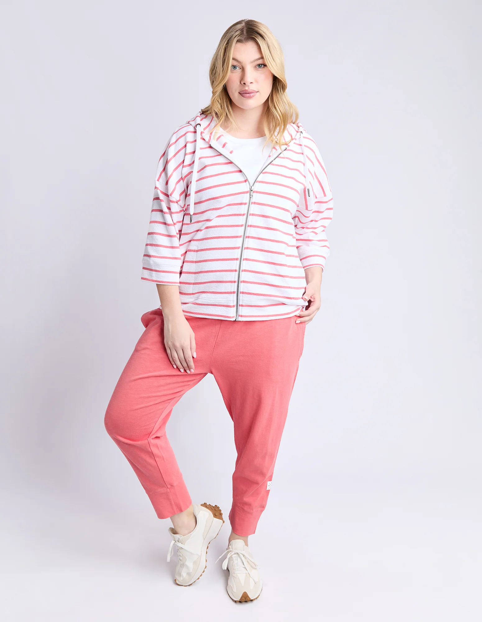Beachy Hoodie Stripe White/Sugar Coral - Image 8