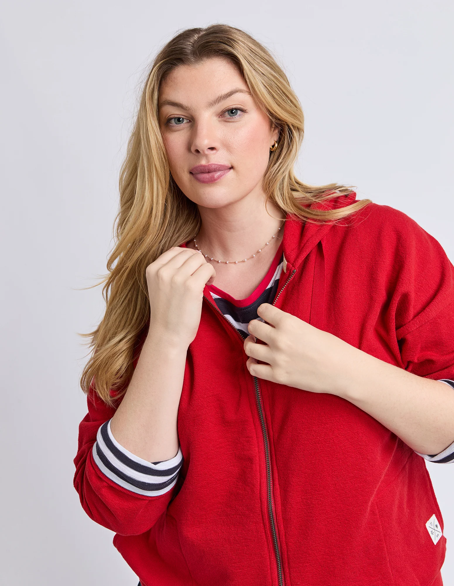 Beachy L/S Zip Hoodie Cranberry - Image 5