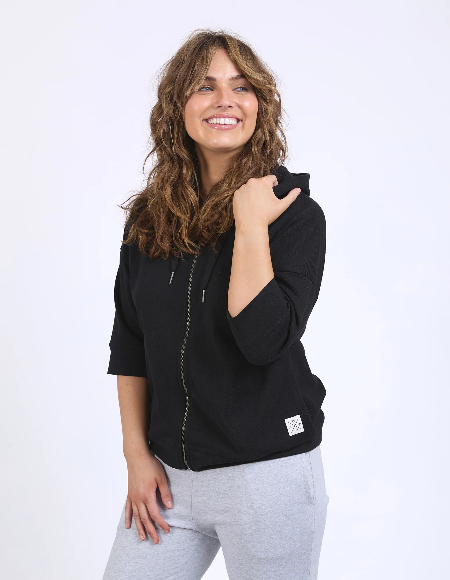 Beachy Zip Hoodie Black - Image 9