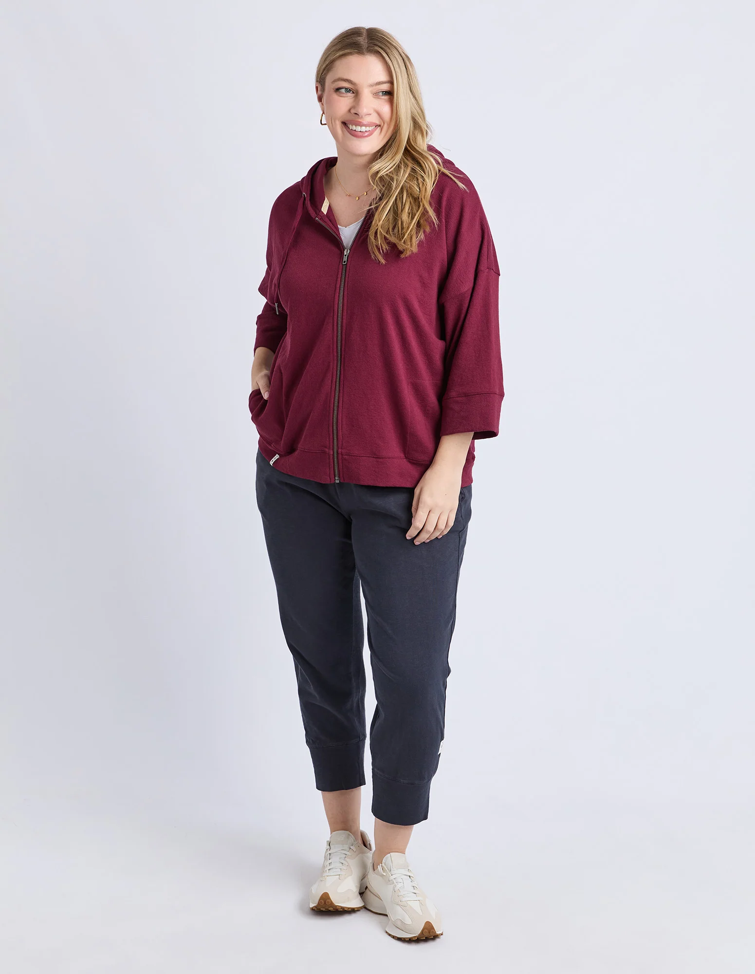 Beachy Zip Hoodie Plum - Image 3