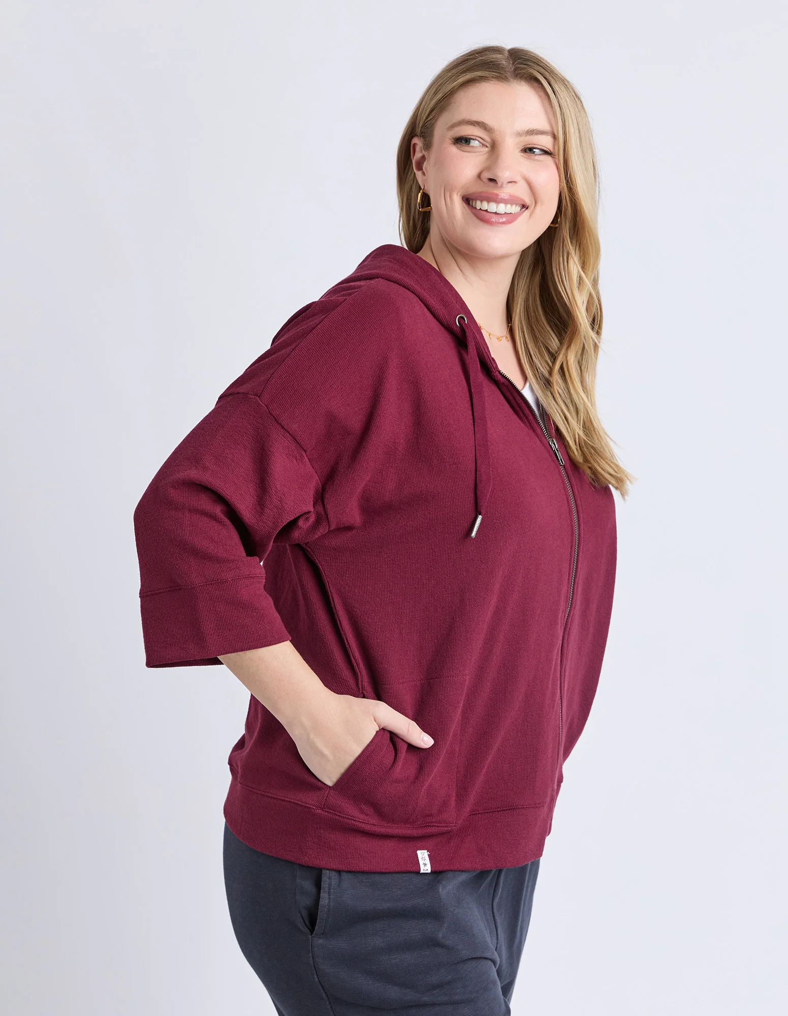 Beachy Zip Hoodie Plum - Image 5
