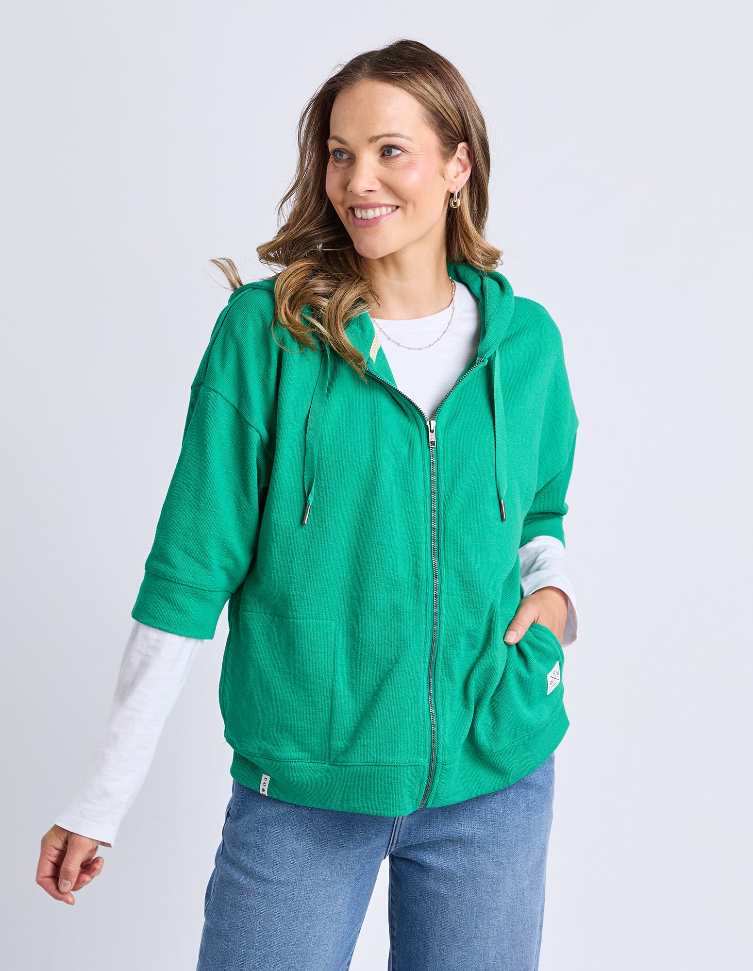 Beachy Zip Hoodie Turquoise - Image 2