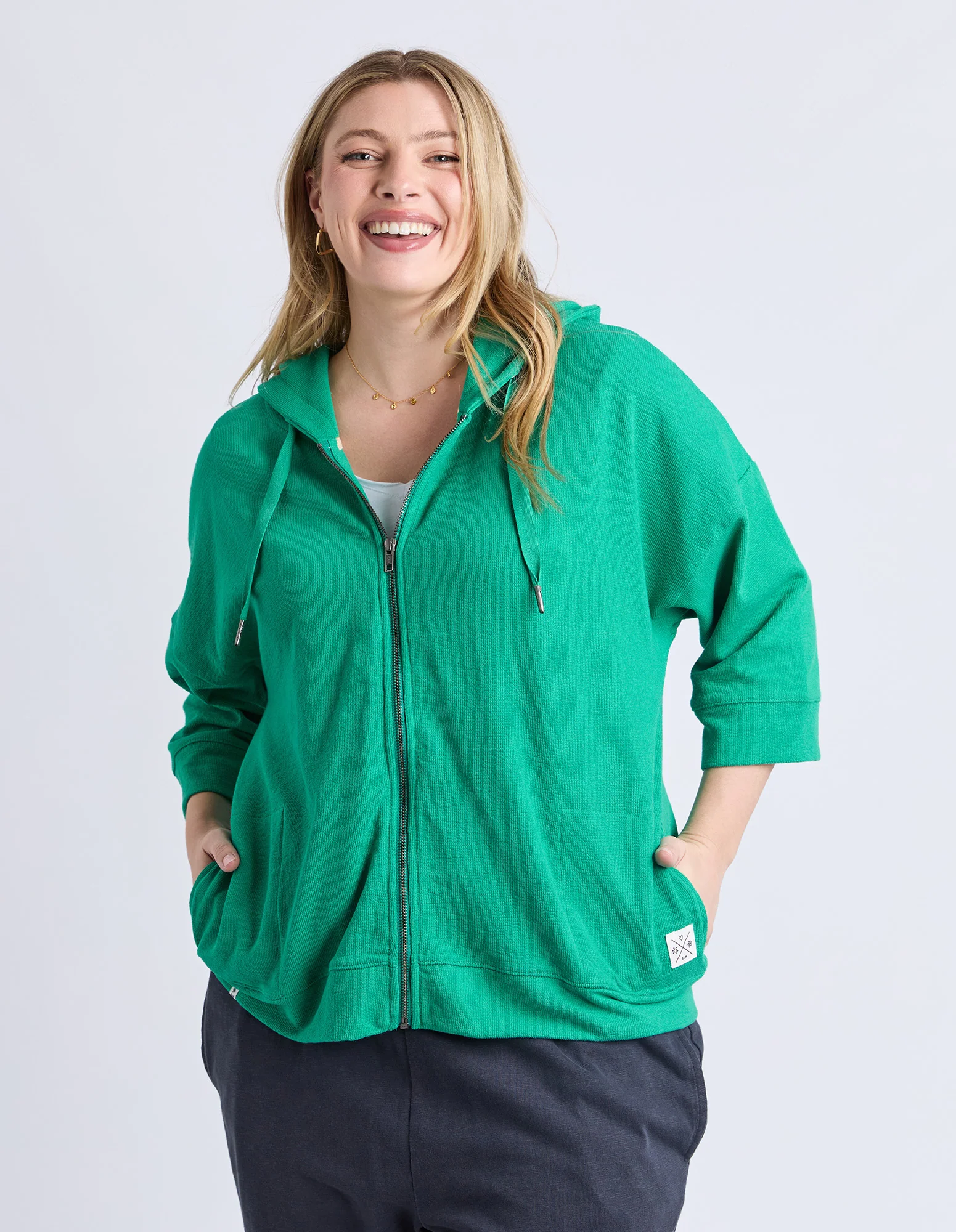 Beachy Zip Hoodie Turquoise - Image 3