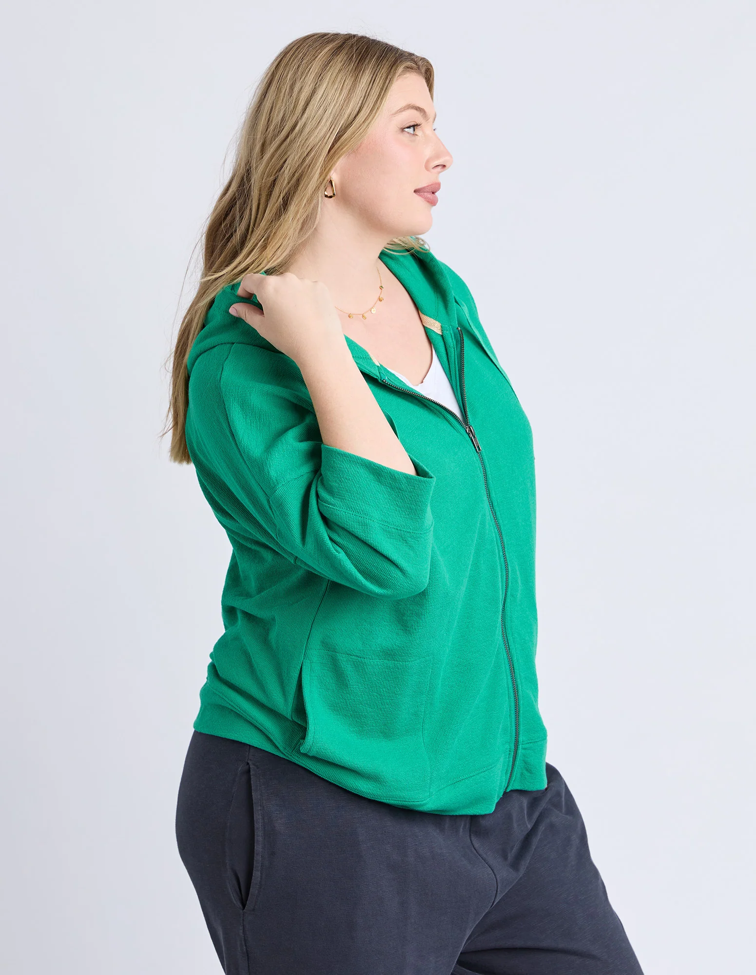 Beachy Zip Hoodie Turquoise - Image 6