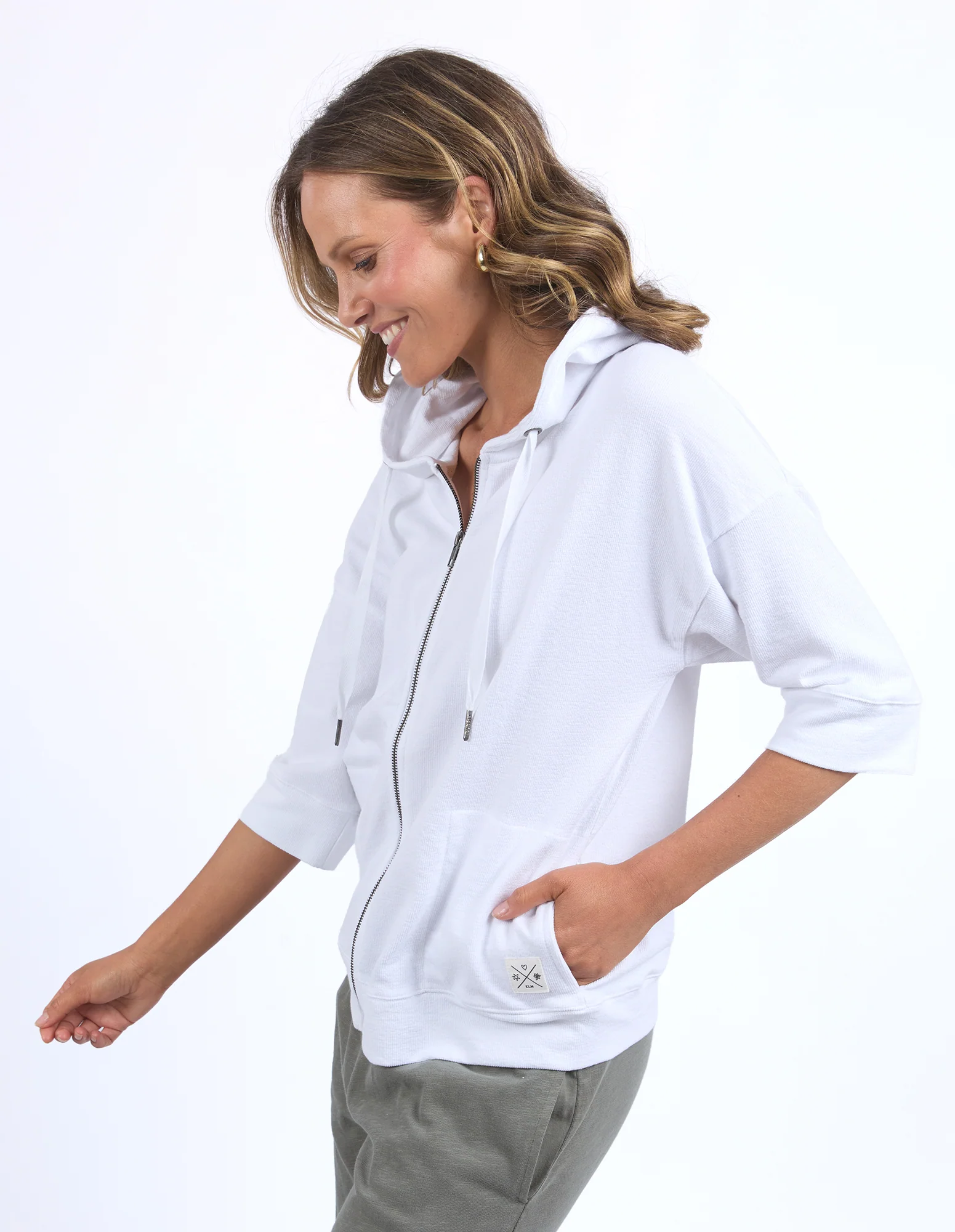Beachy Zip Hoodie White - Image 4